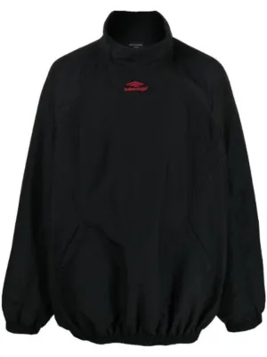 Balenciaga Embroidery Logo Sports Icon Track Jacket Black