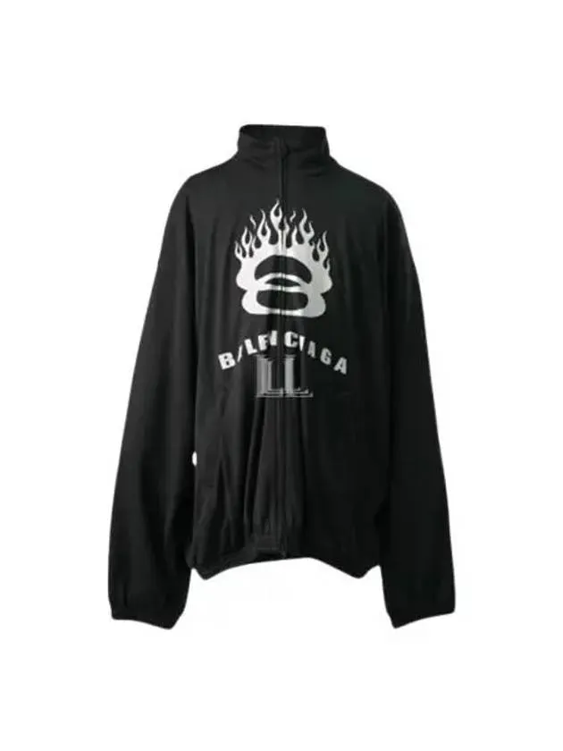 Balenciaga Flame Print Zip-Up Jacket Black