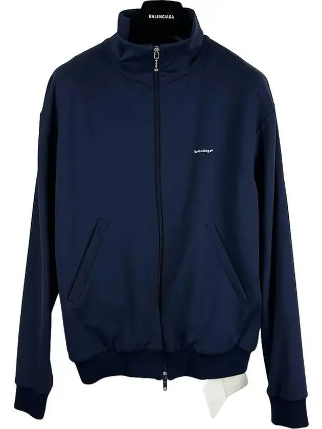 Balenciaga Logo Zip-Up Jacket Navy