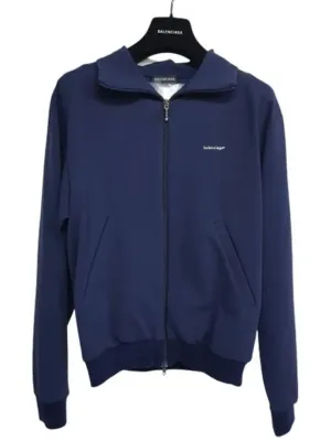 Balenciaga Logo Zip-Up Jacket Navy