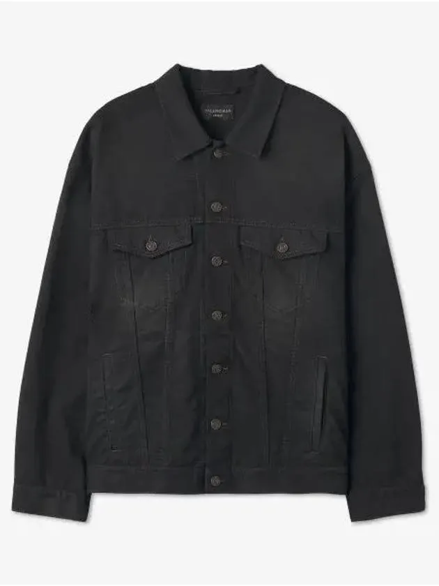Balenciaga Political Campaign Logo Oversized Denim Jacket Black