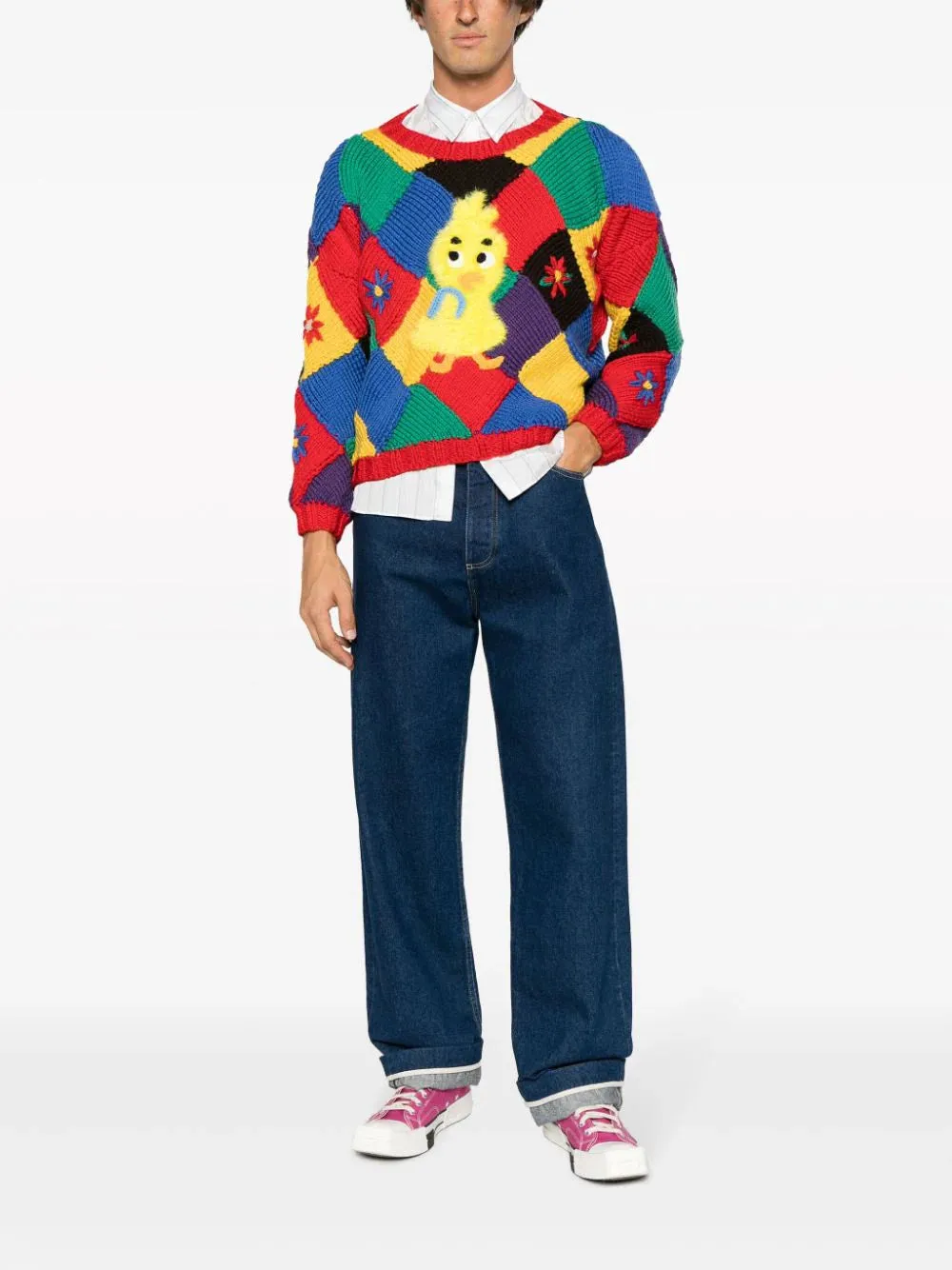 Bird-Appliqu Colour-Block Jumper