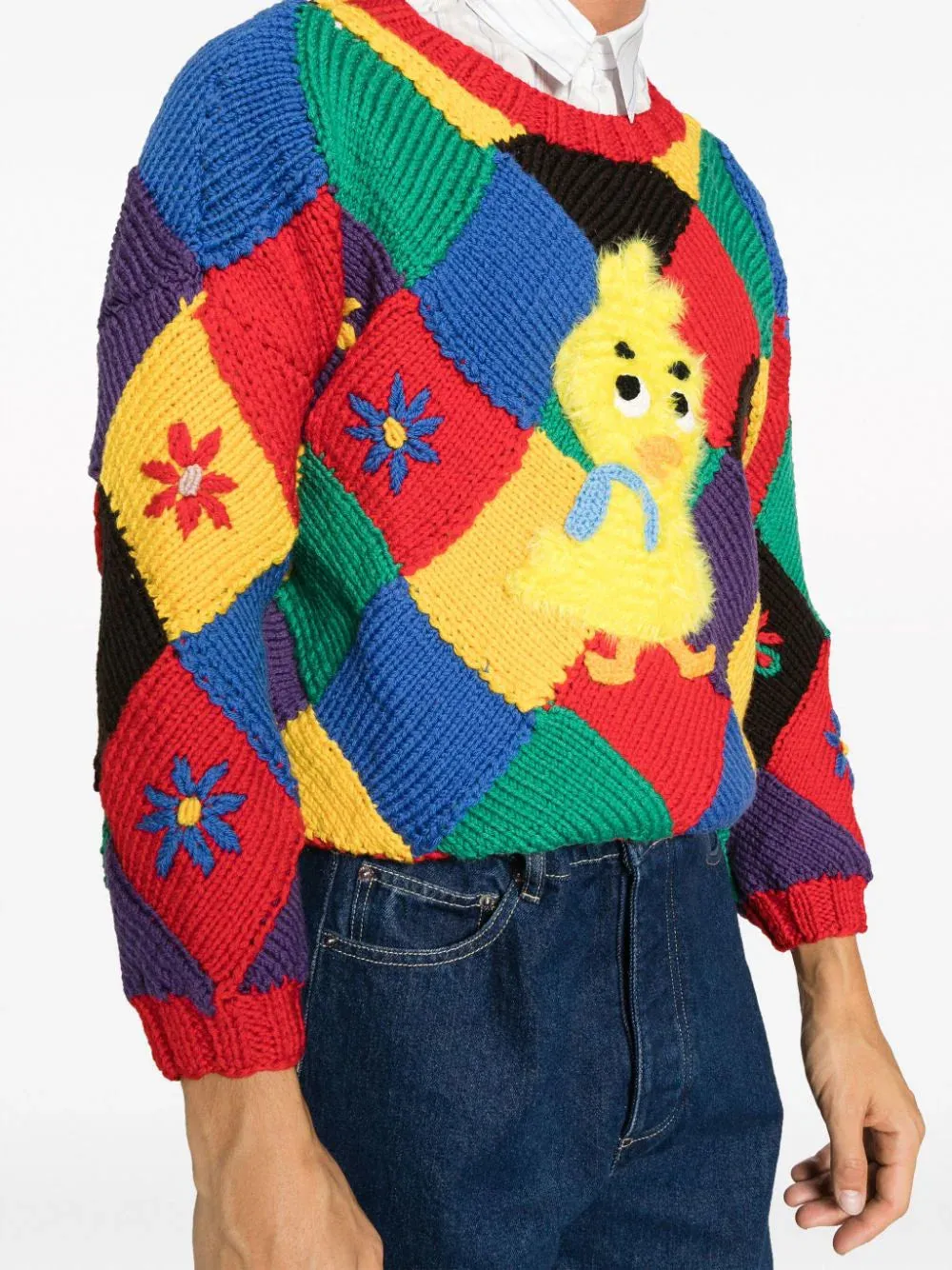 Bird-Appliqu Colour-Block Jumper
