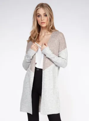 Black Tape LS Color Block Open Cardigan