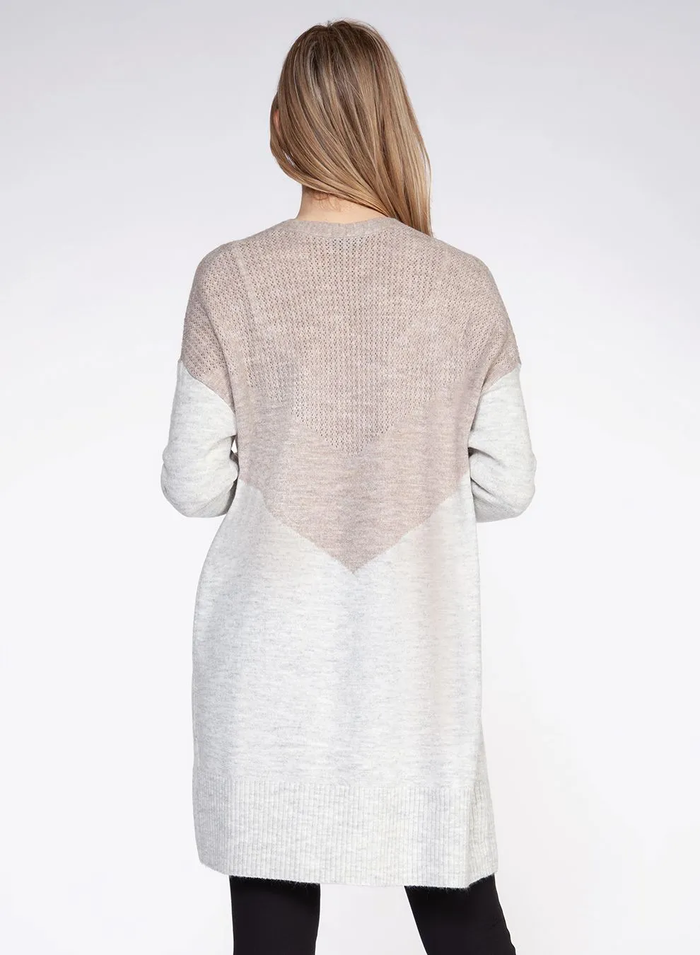 Black Tape LS Color Block Open Cardigan
