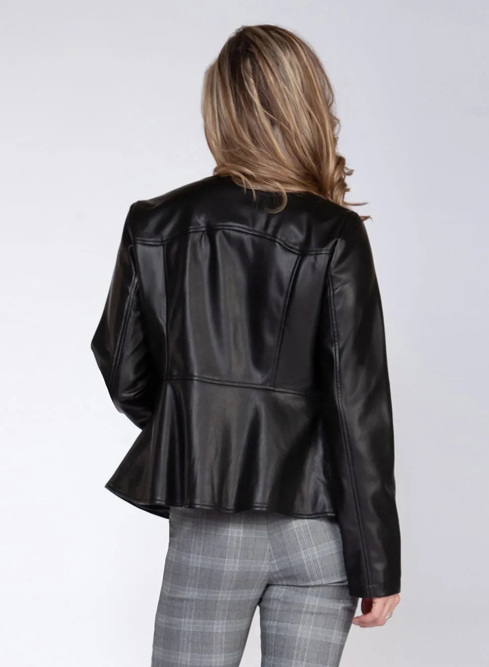 Black Tape Zip Faux Leather Jacket