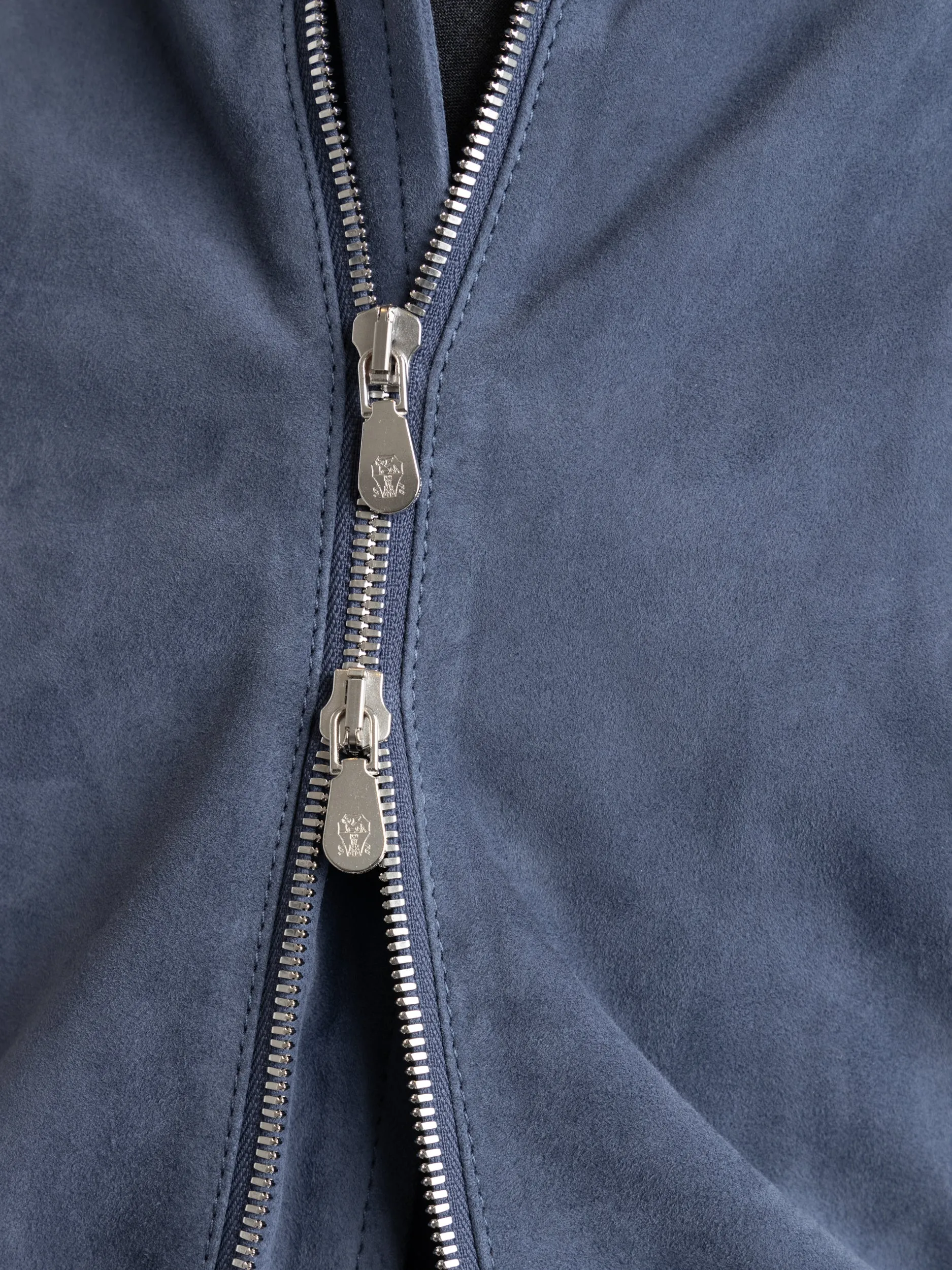 Blue Suede Bomber Jacket