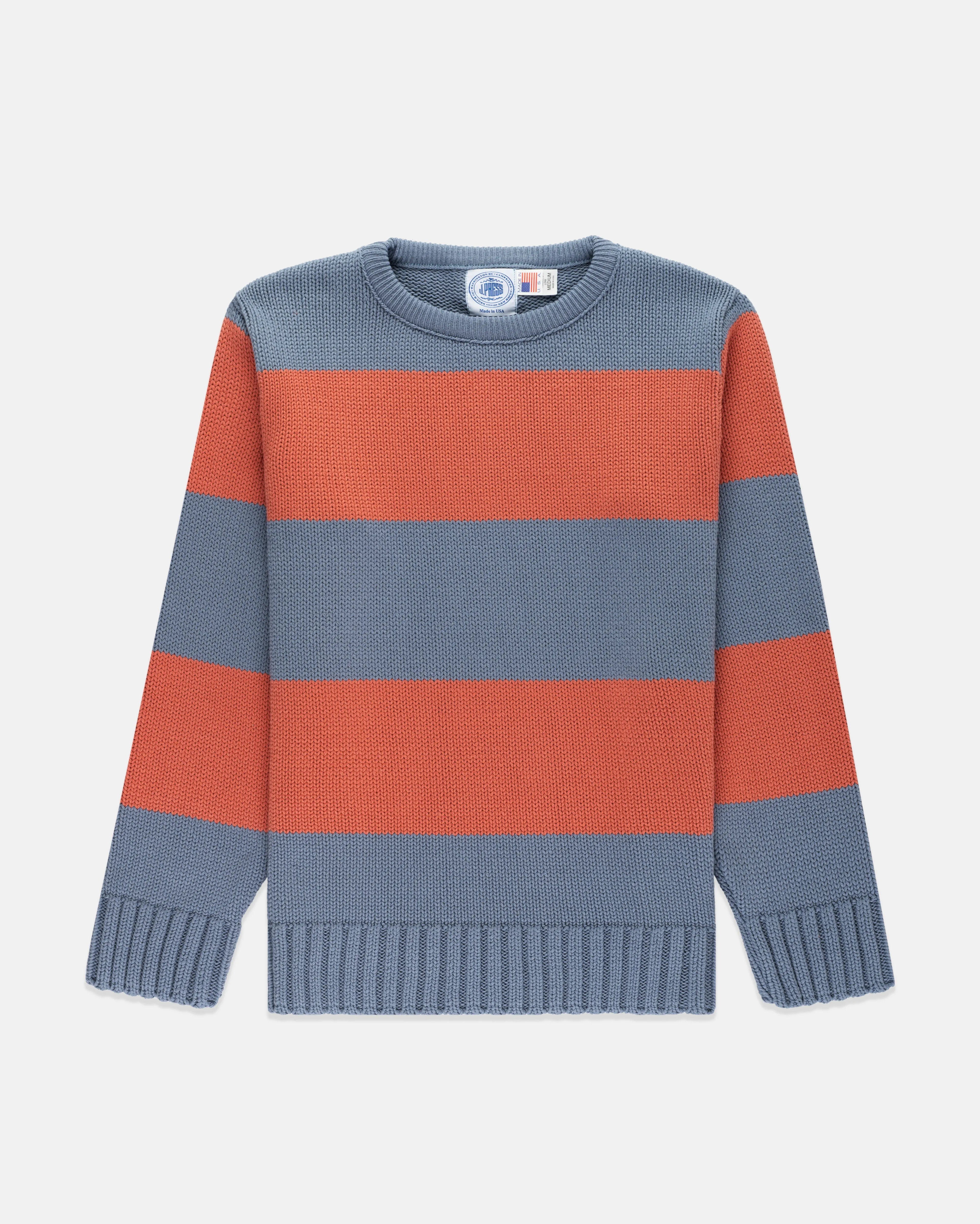 BLUE/BRETON RED CHUNKY COTTON STRIPE SWEATER