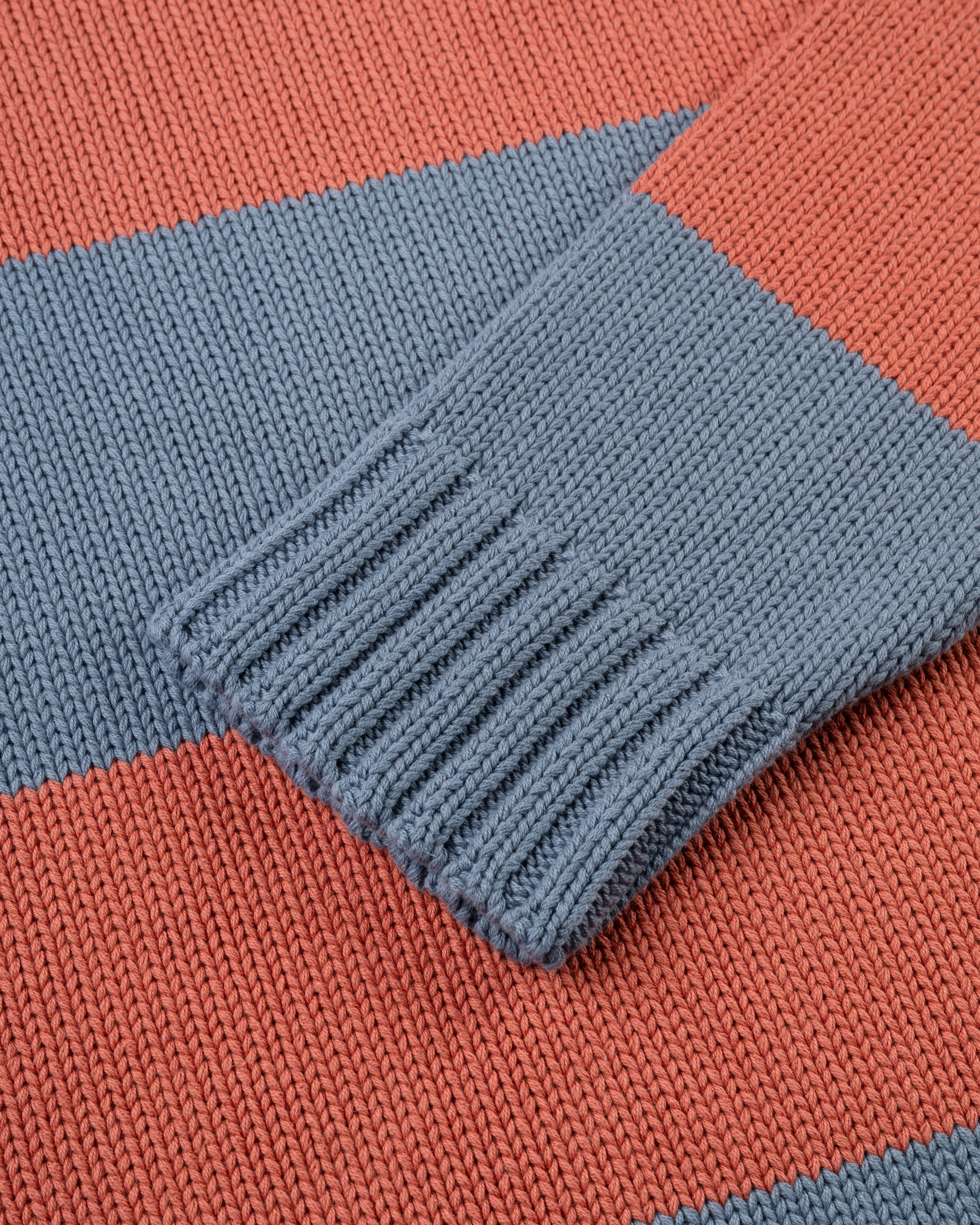 BLUE/BRETON RED CHUNKY COTTON STRIPE SWEATER