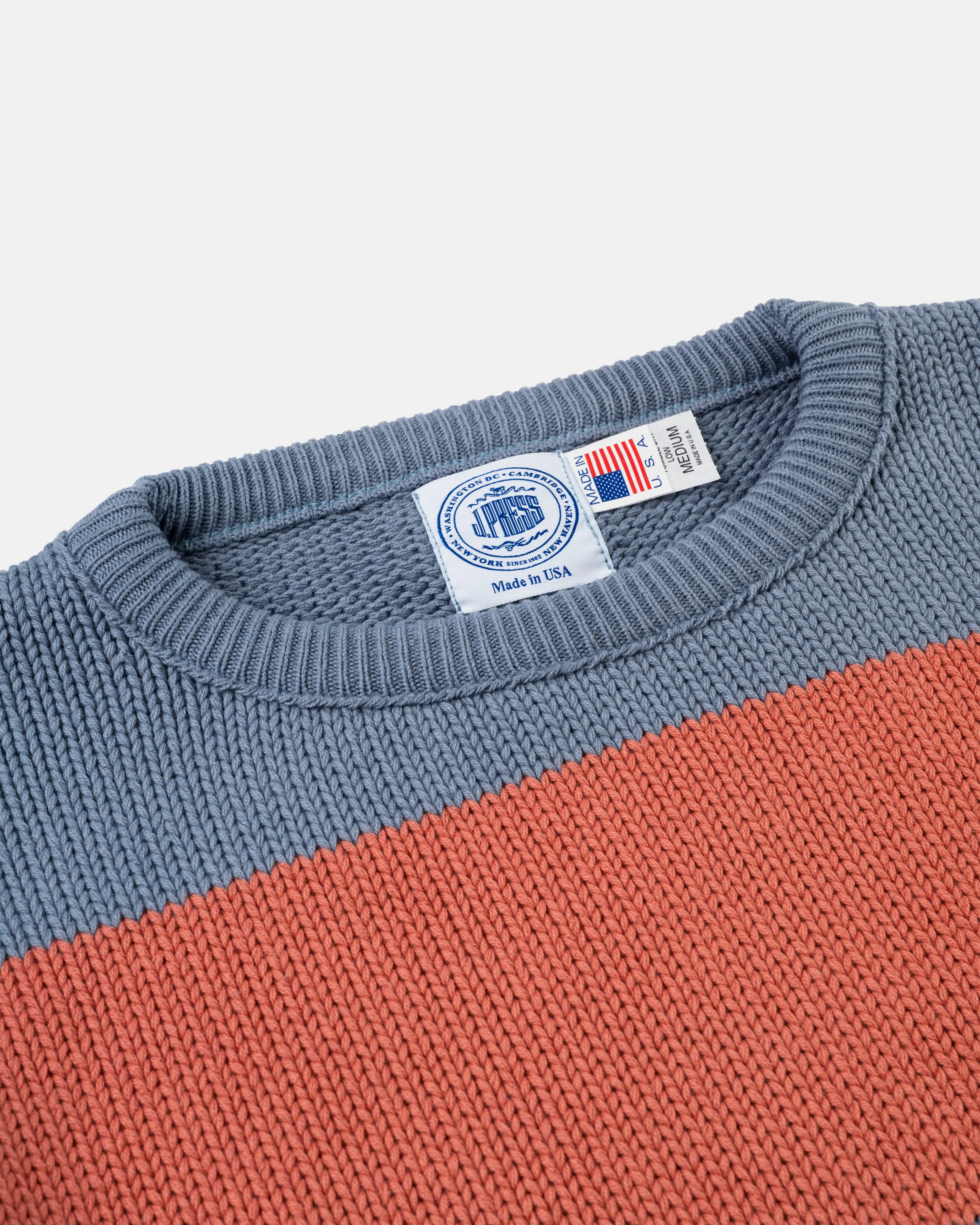 BLUE/BRETON RED CHUNKY COTTON STRIPE SWEATER