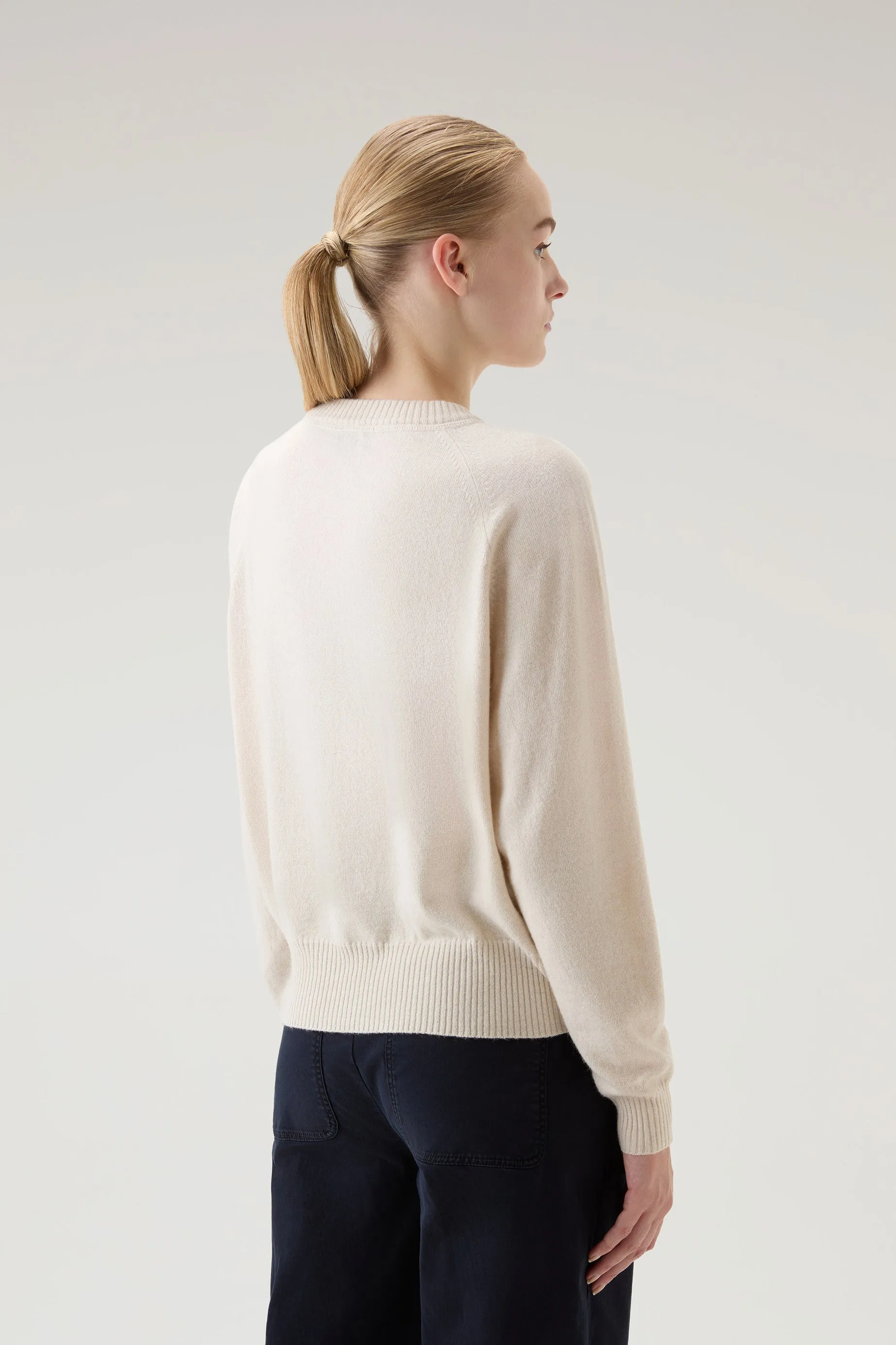 Crewneck Sweater in Wool Blend Milky Cream