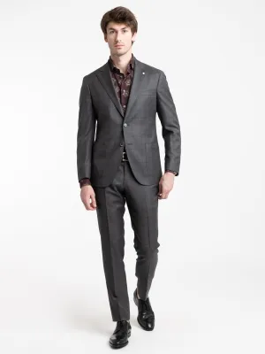 Dark Grey Check Wool Suit