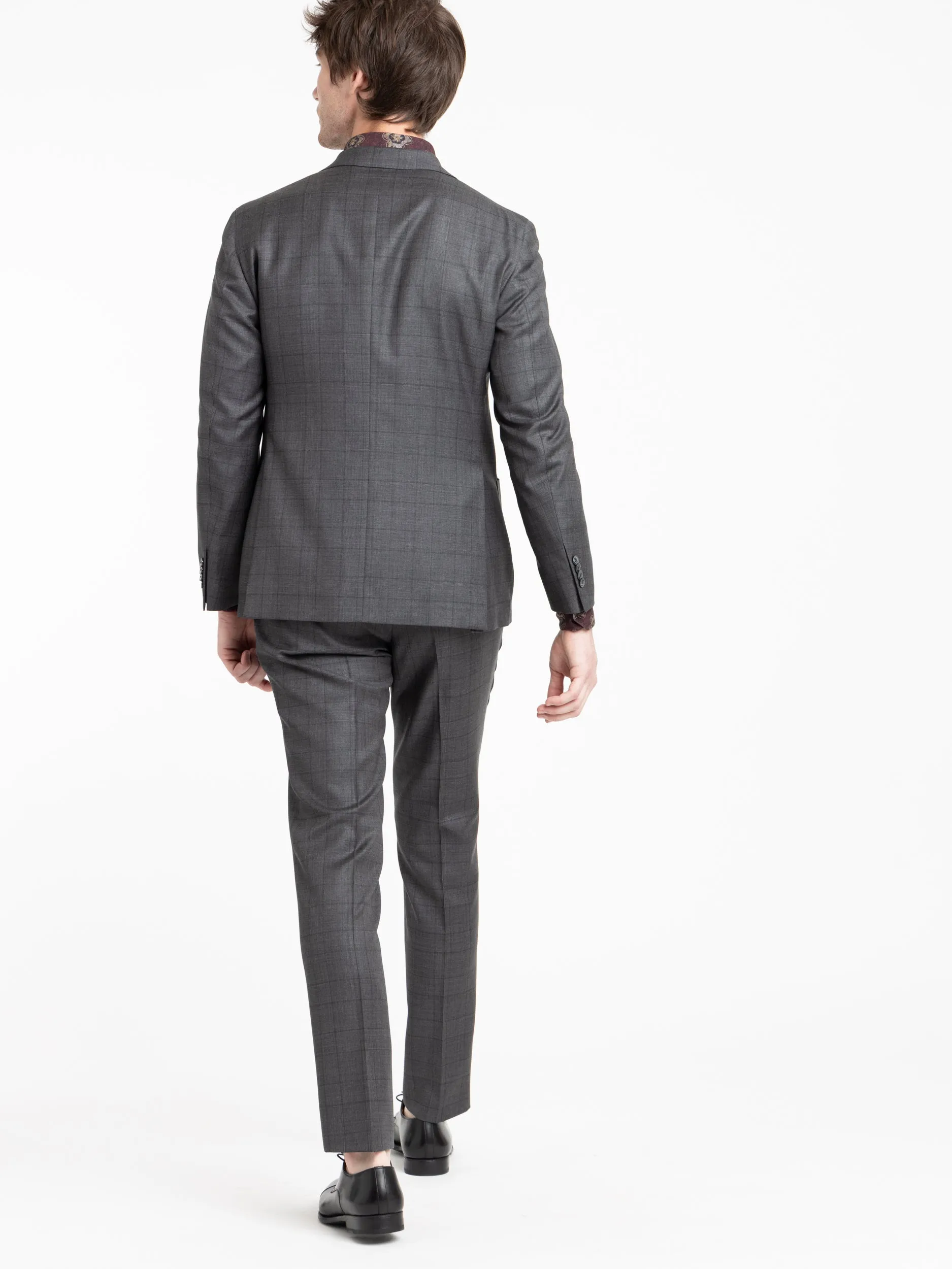 Dark Grey Check Wool Suit