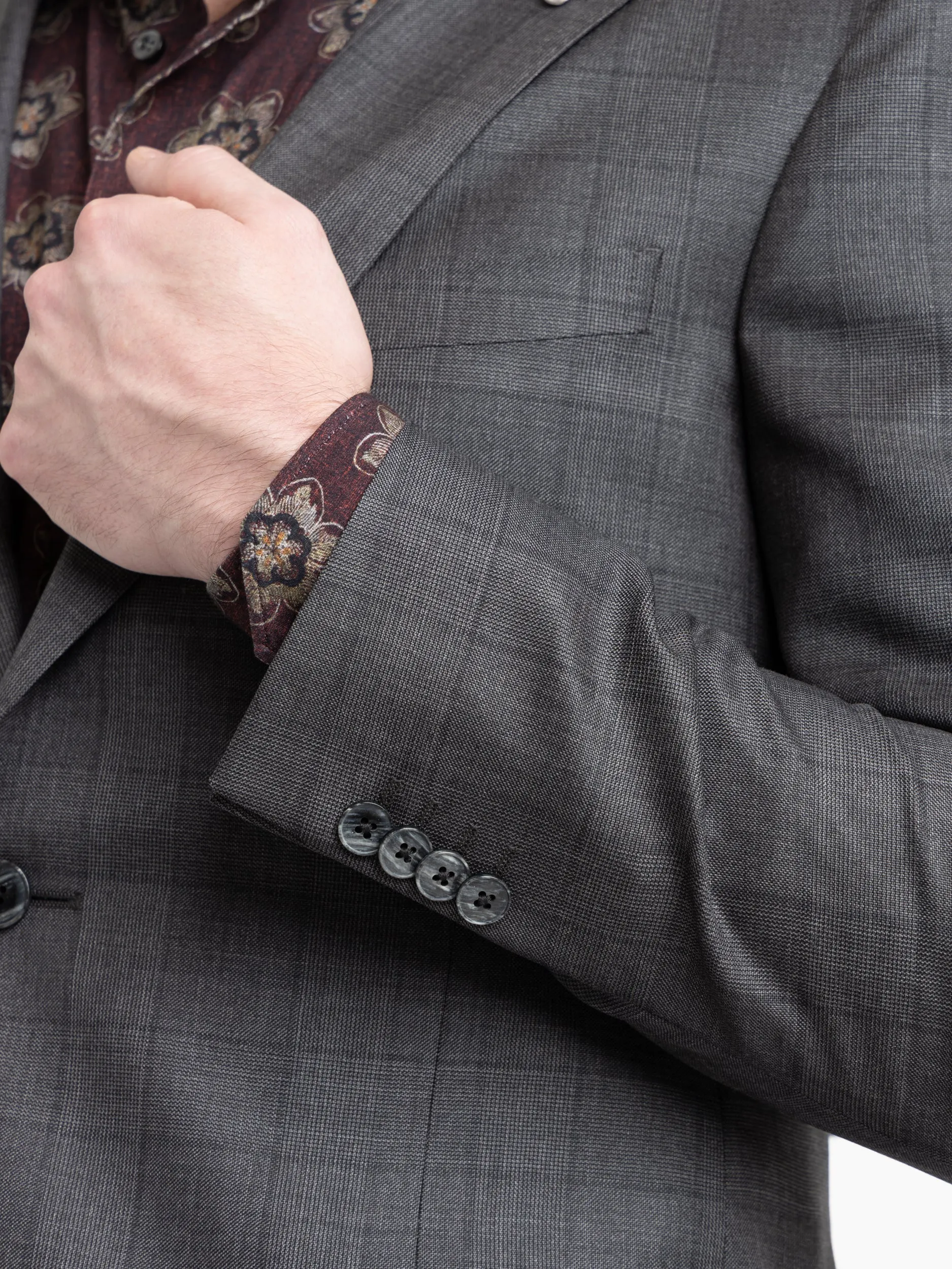 Dark Grey Check Wool Suit
