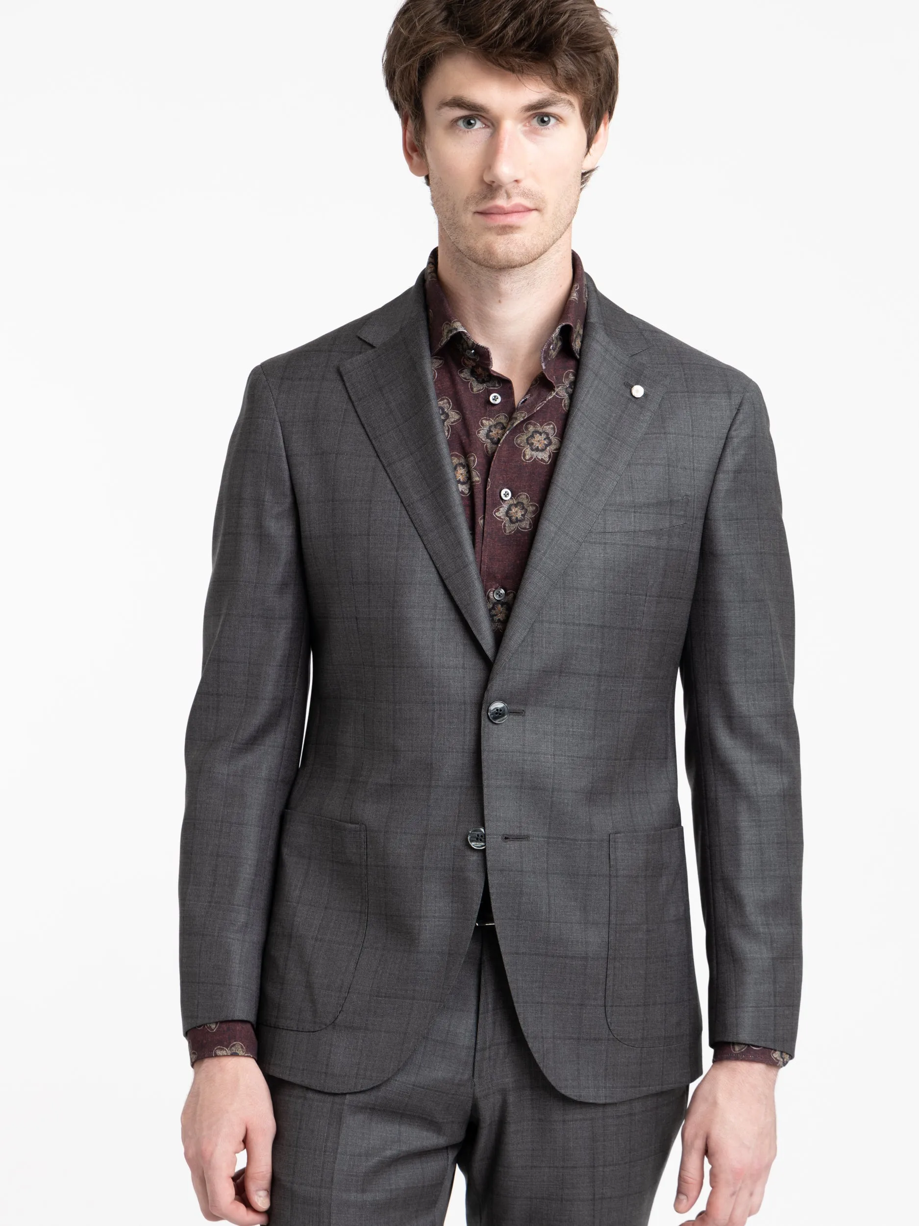 Dark Grey Check Wool Suit