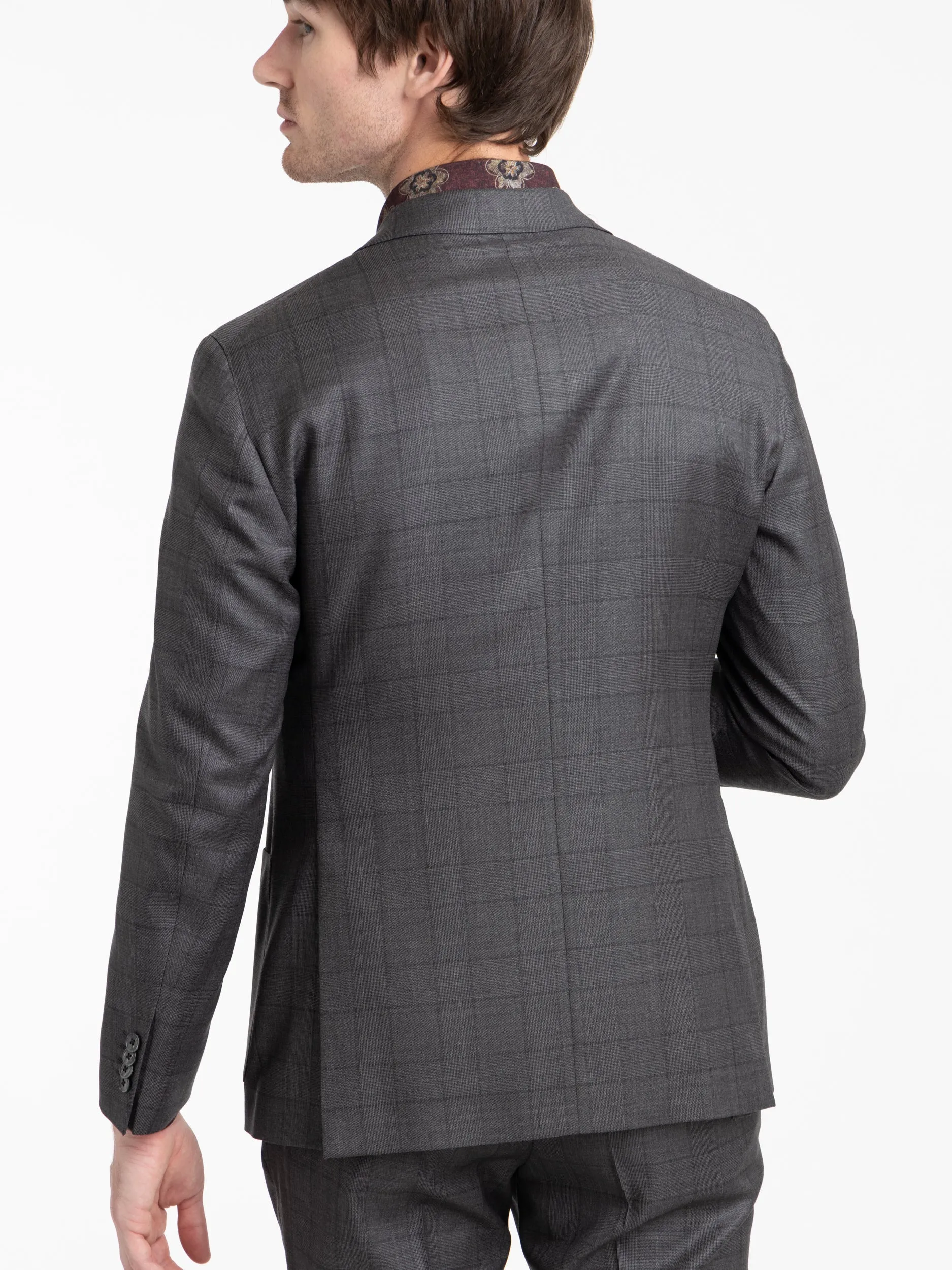Dark Grey Check Wool Suit