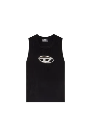 Diesel M-Onerva-Top Cut-out knit top with logo plaque Black