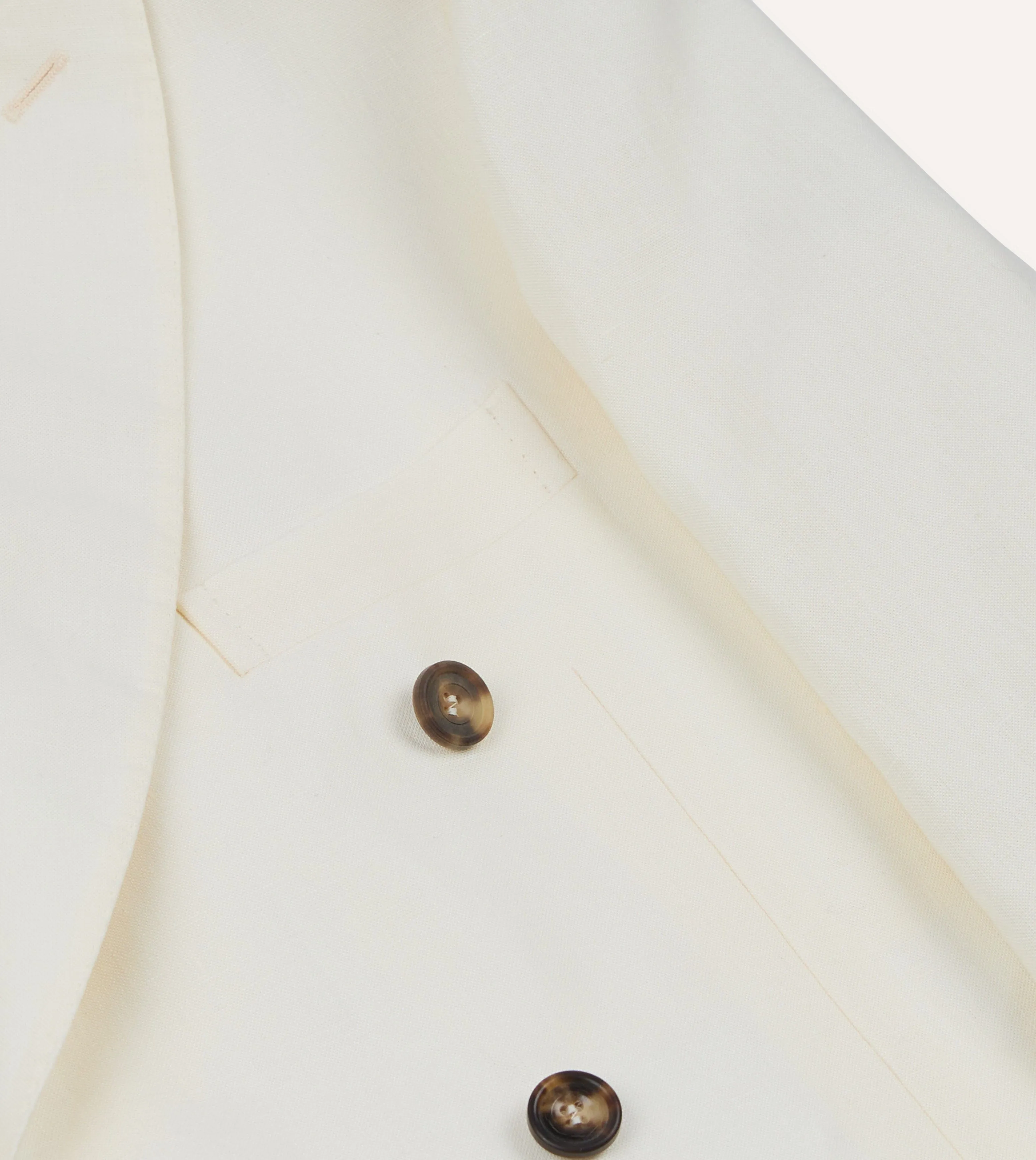 Ecru Linen Double-Breasted Tailored Jacket