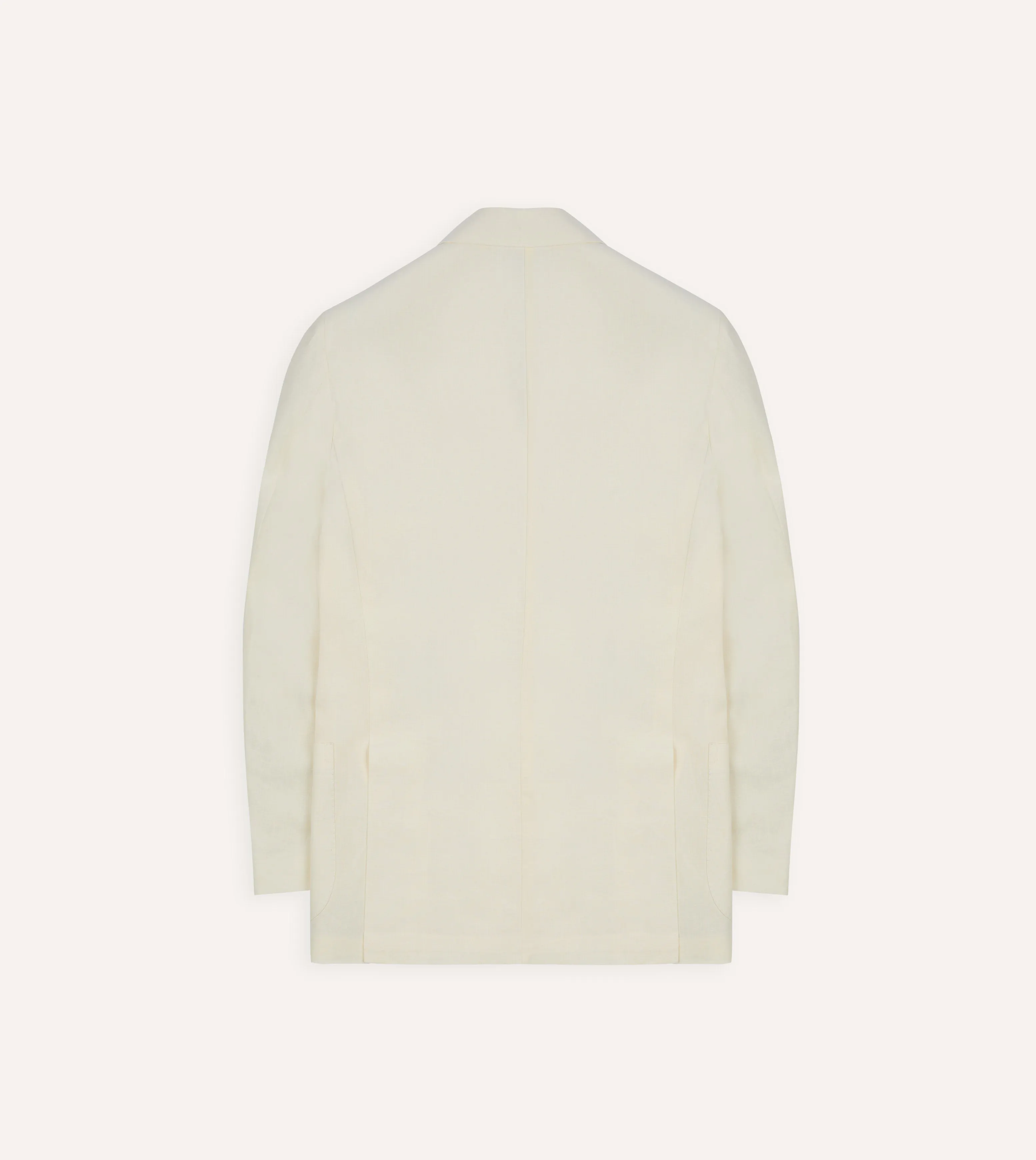 Ecru Linen Double-Breasted Tailored Jacket