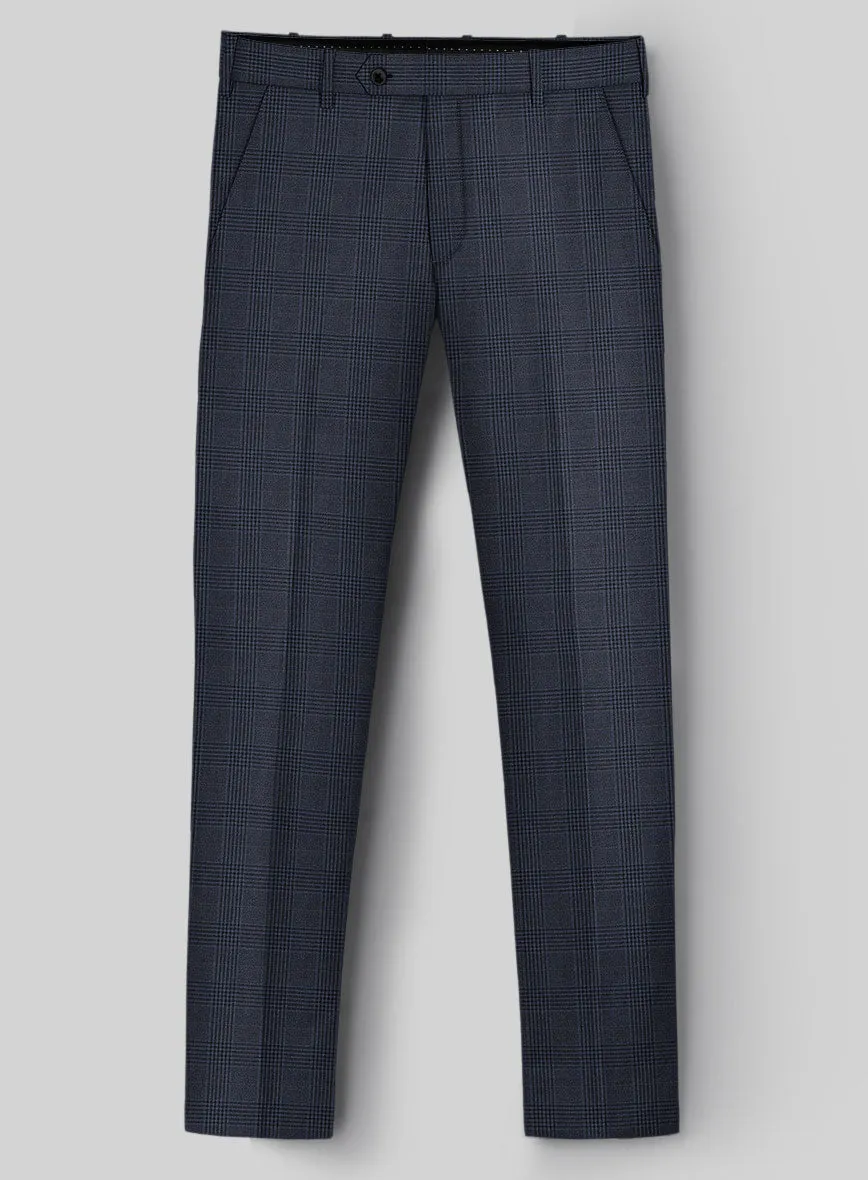 Hardy Minnis Dark Blue Checks Wool Pants
