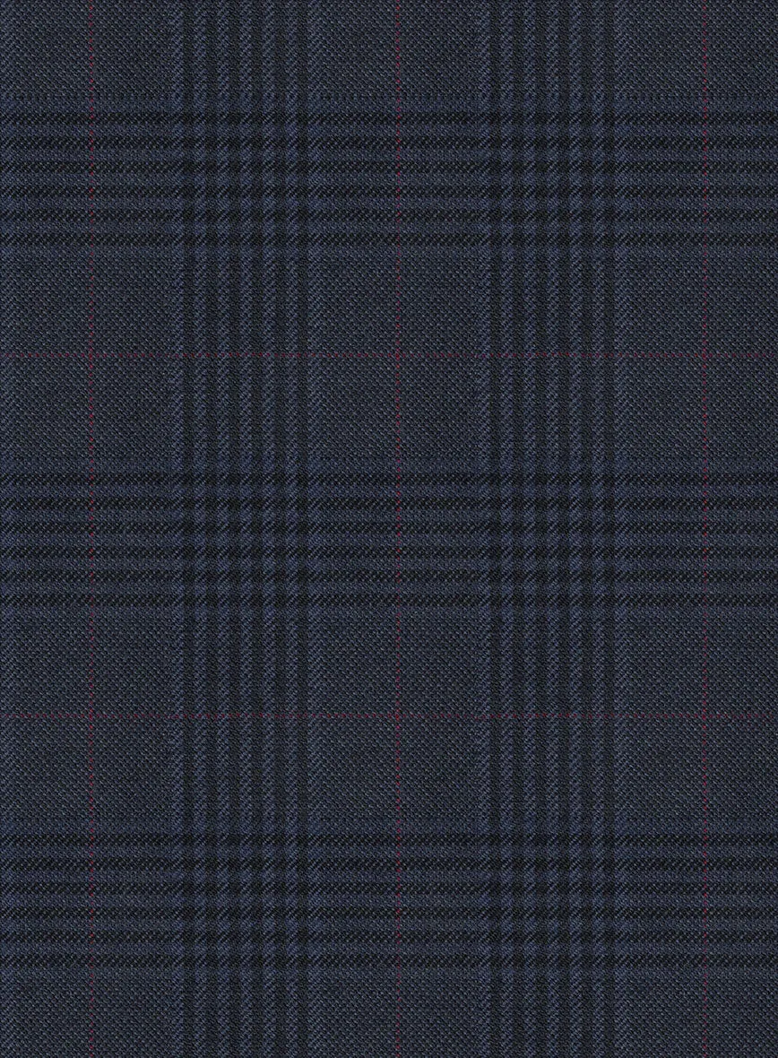 Hardy Minnis Dark Blue Checks Wool Pants