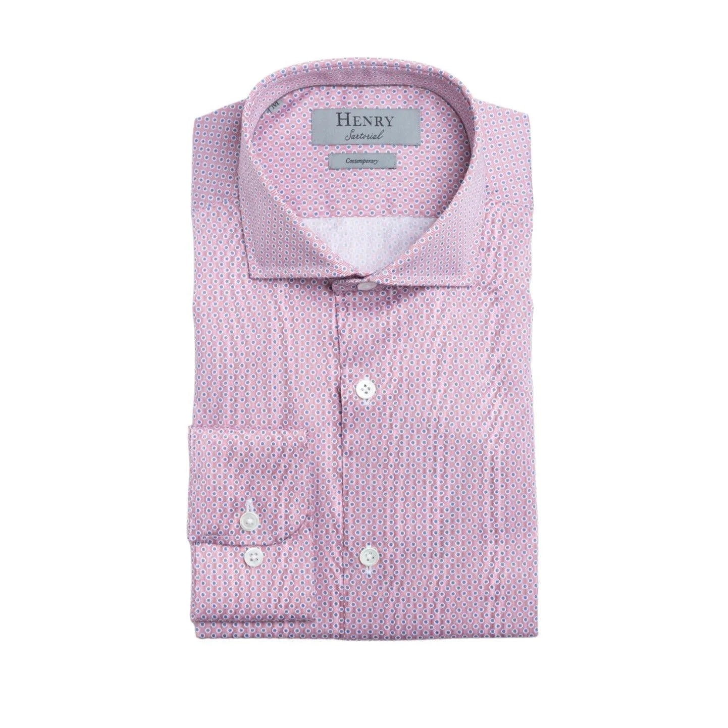 Henry Sartorial Woven Cotton Shirt Red