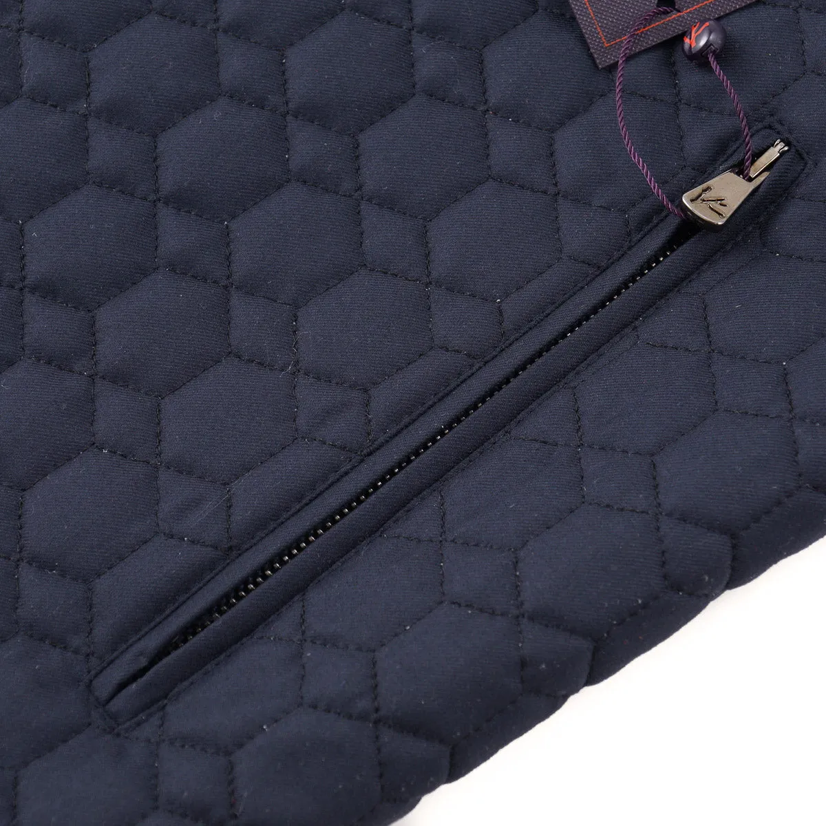 Isaia Geometric Quilted Padded Wool Vest
