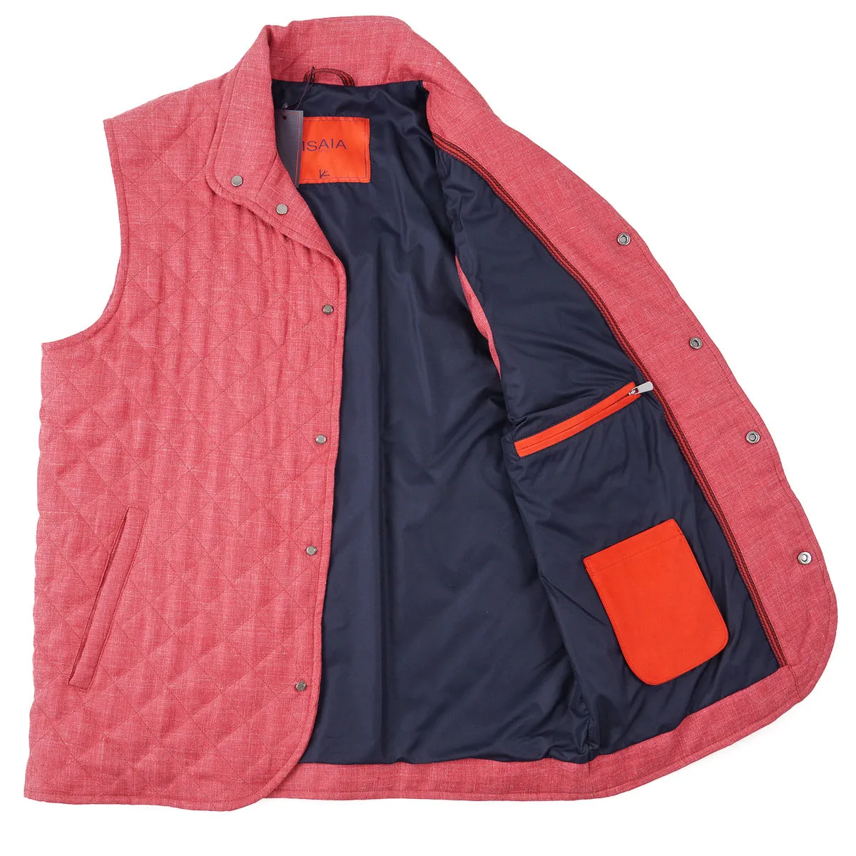Isaia Quilted Wool-Silk-Linen Vest