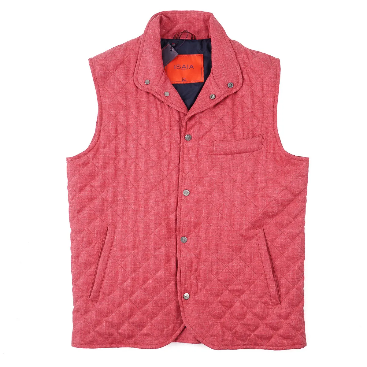 Isaia Quilted Wool-Silk-Linen Vest