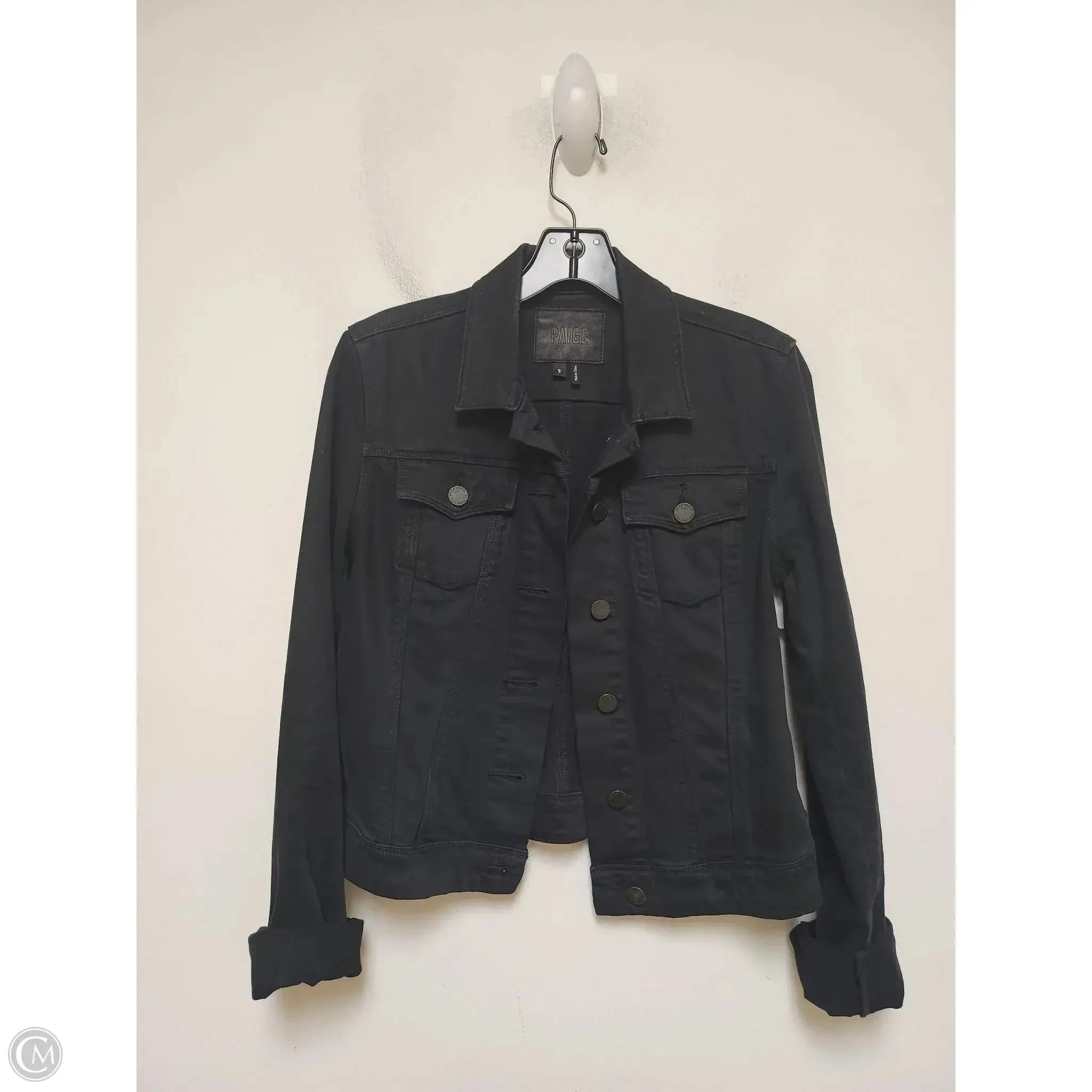 Jacket Denim By Paige In Black Denim. Size: S