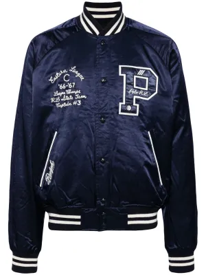 Logo-Appliqu Satin Bomber Jacket
