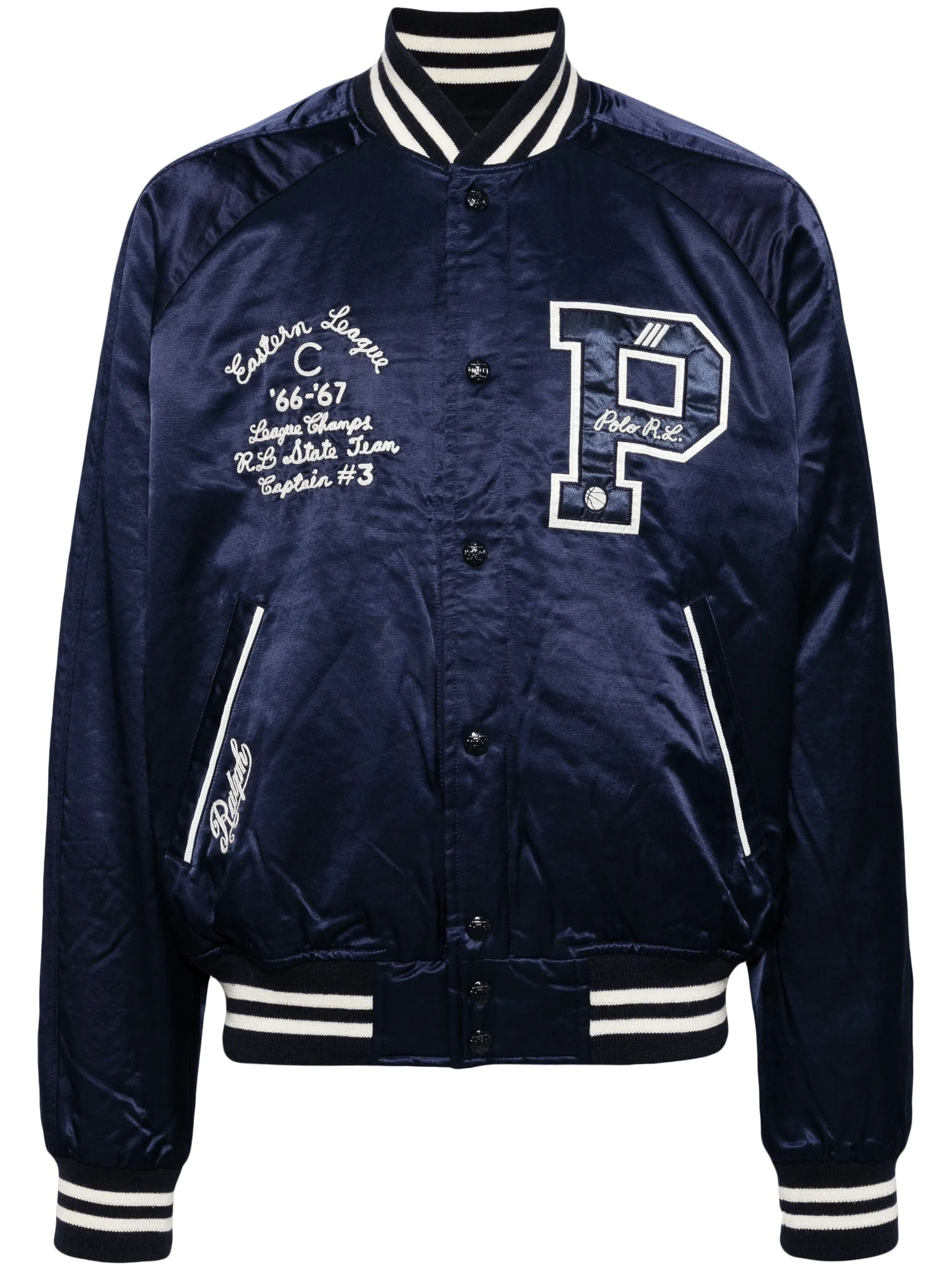 Logo-Appliqu Satin Bomber Jacket