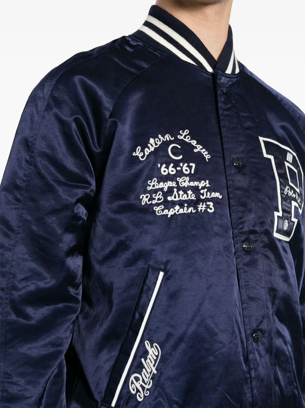Logo-Appliqu Satin Bomber Jacket