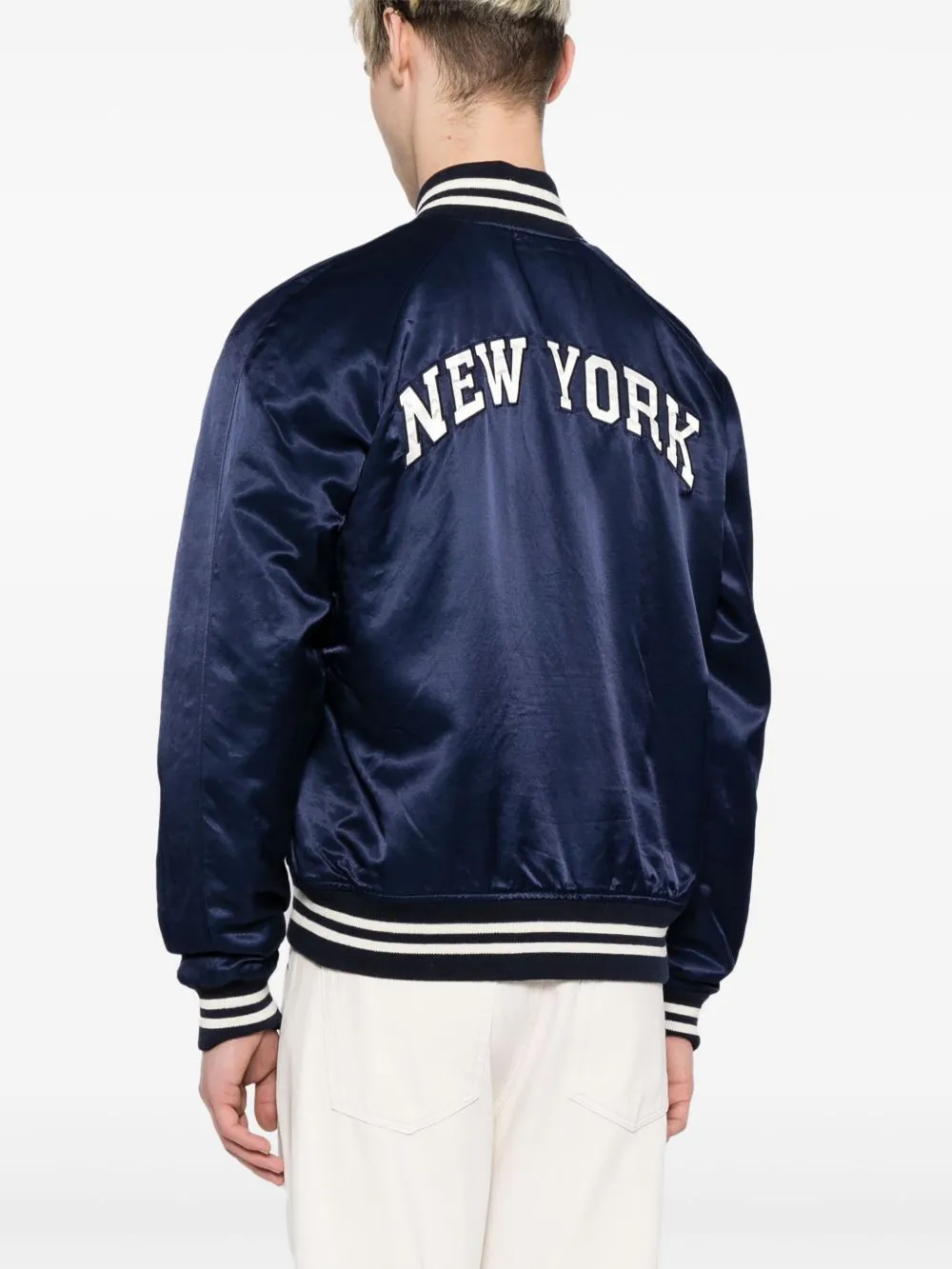 Logo-Appliqu Satin Bomber Jacket