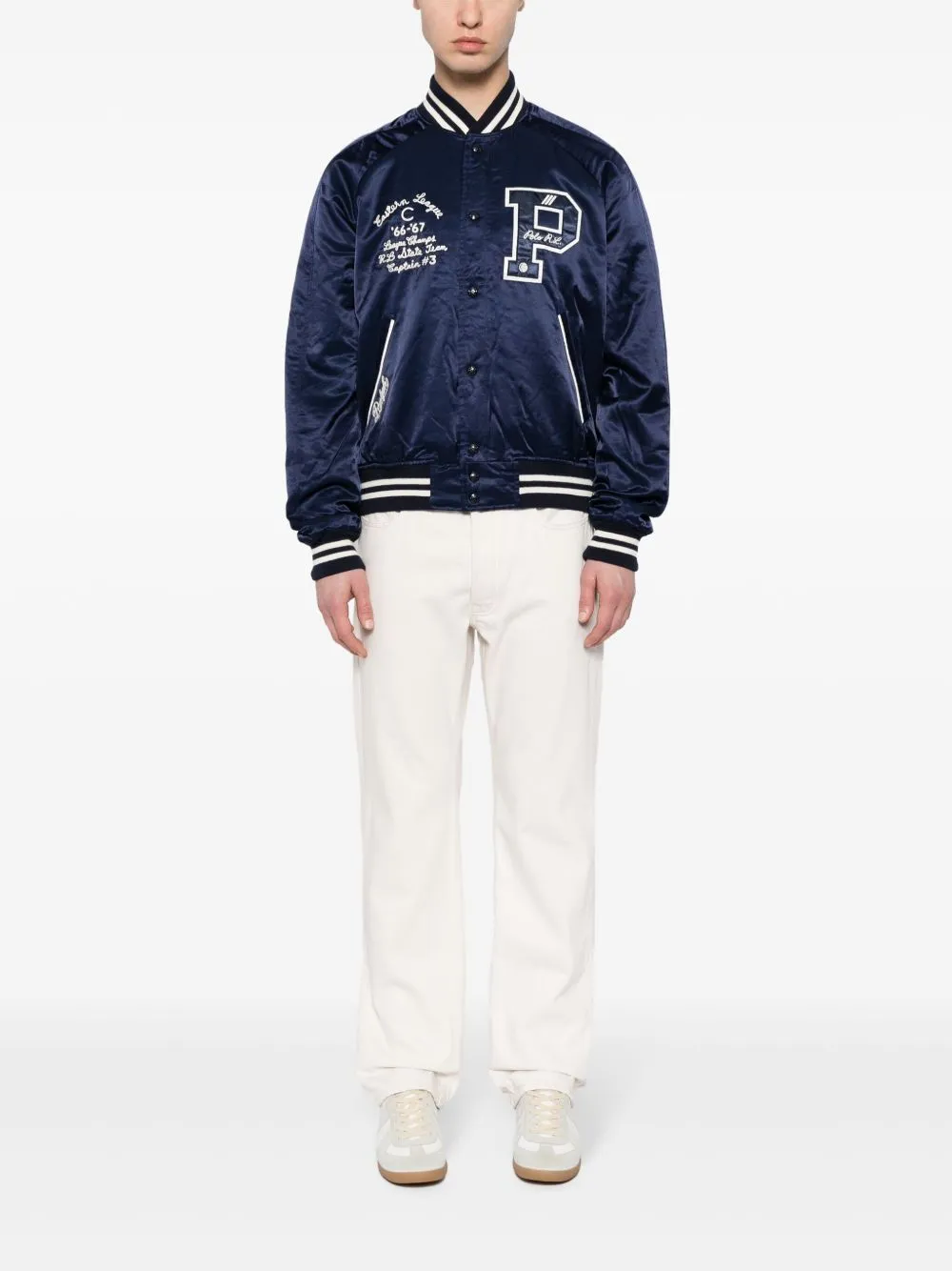 Logo-Appliqu Satin Bomber Jacket