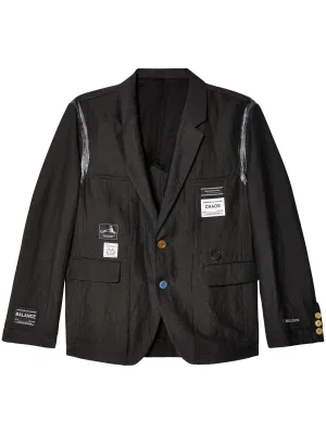 Logo-Appliqu Wool-Linen Jacket
