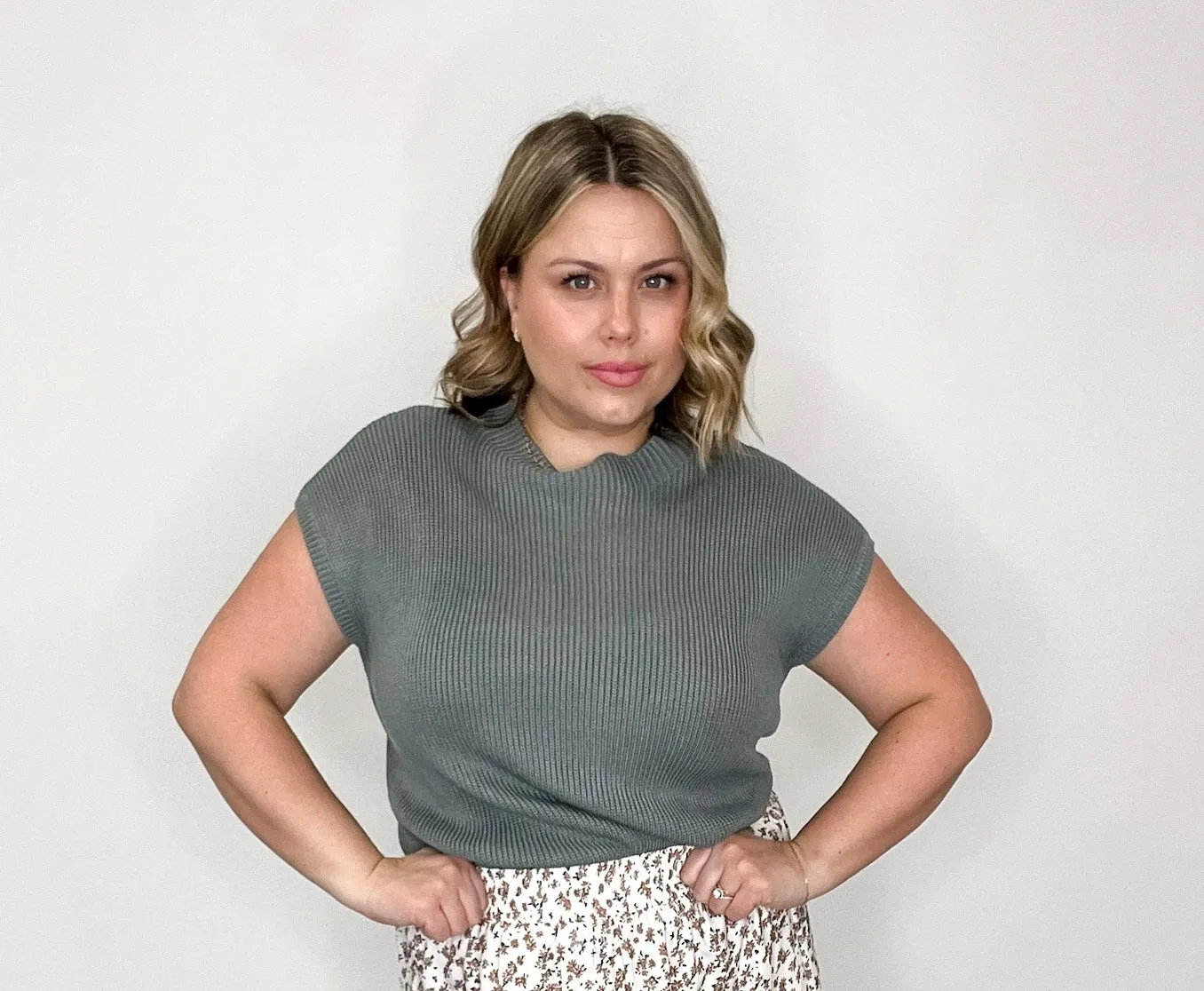 Mock Neck Sweater Top - Mint