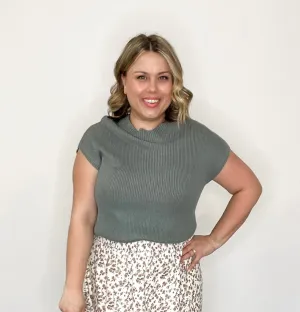 Mock Neck Sweater Top - Mint