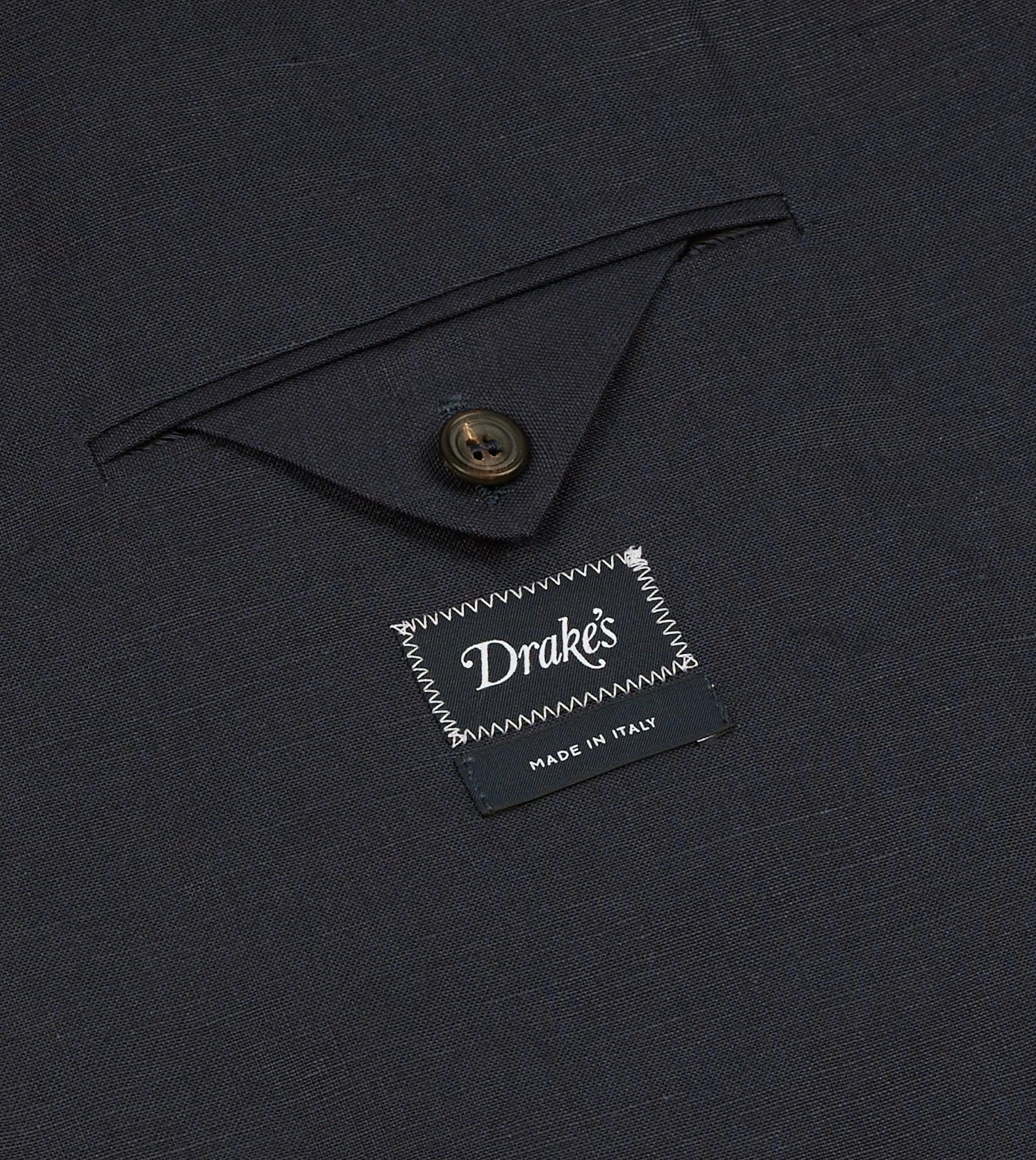 Navy Linen Double-Breasted Tailored Jacket