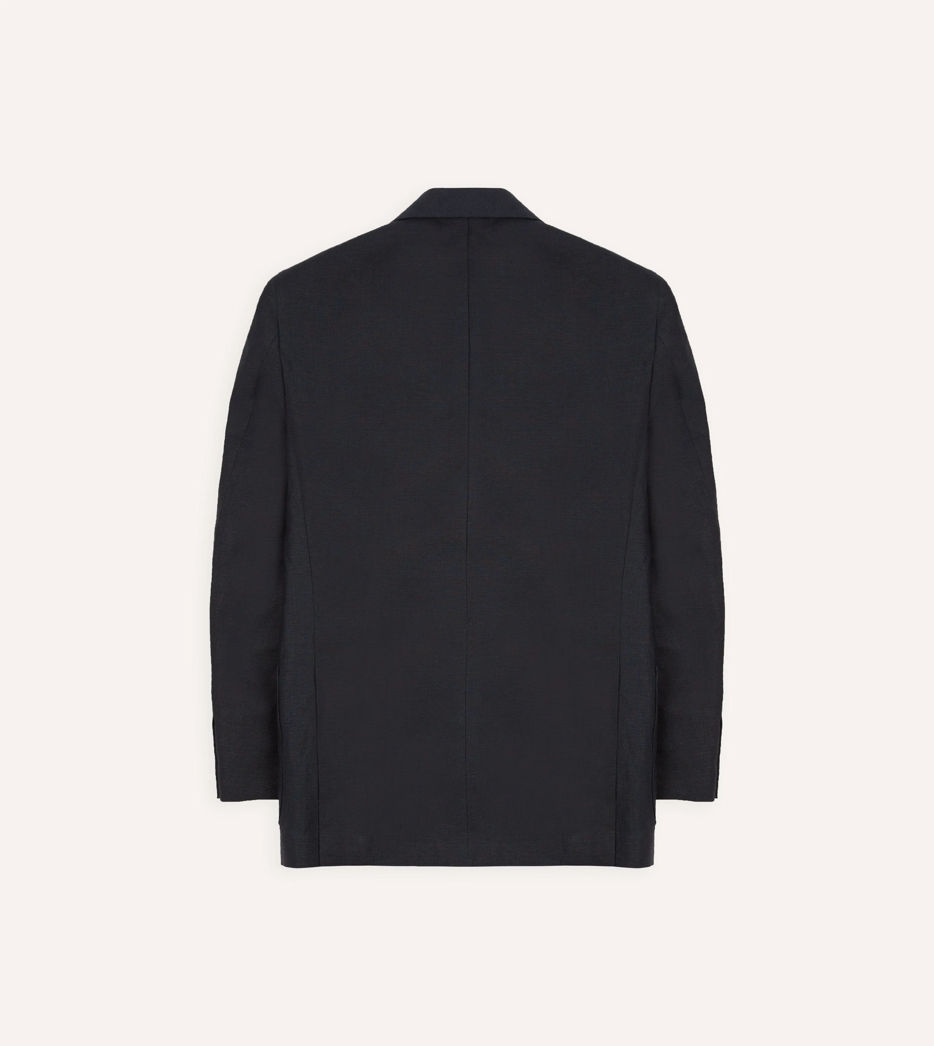 Navy Linen Double-Breasted Tailored Jacket