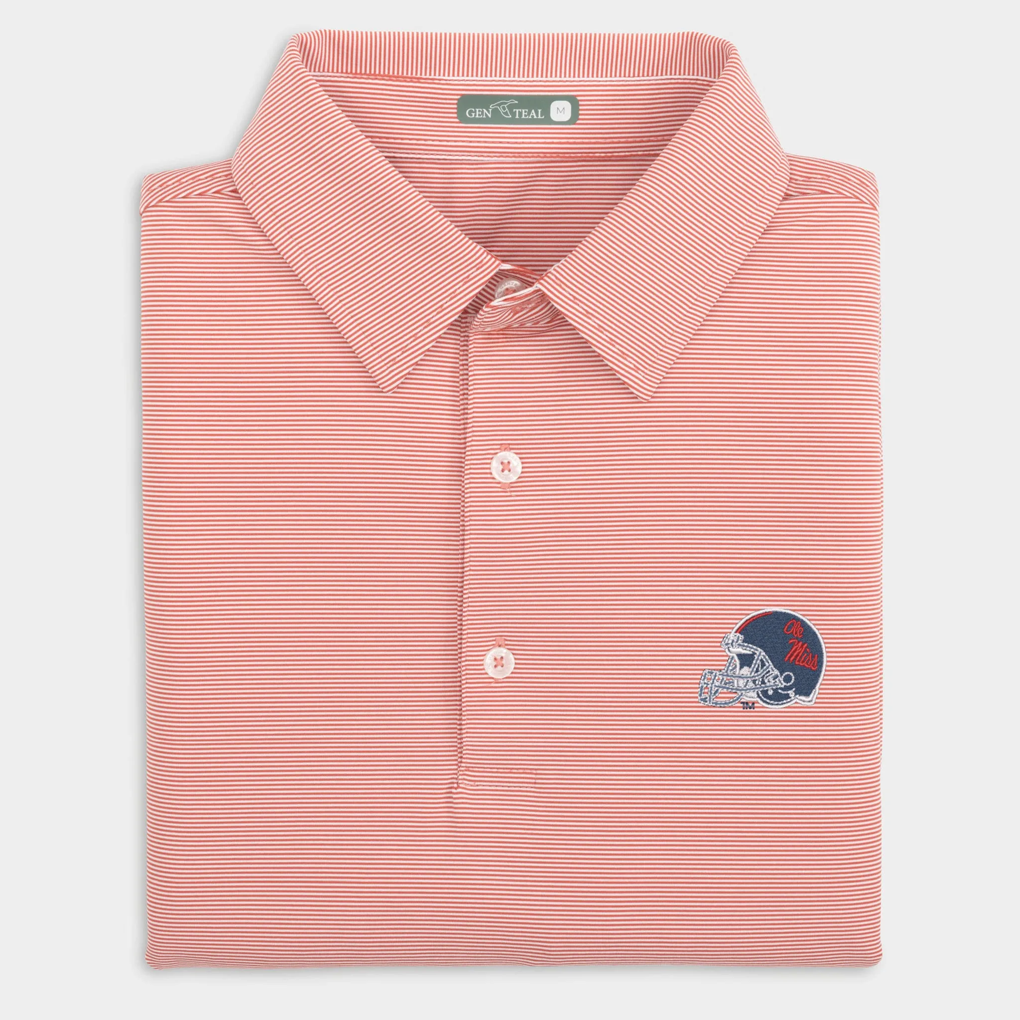 Ole Miss Helmet Pinstripe Performance Polo