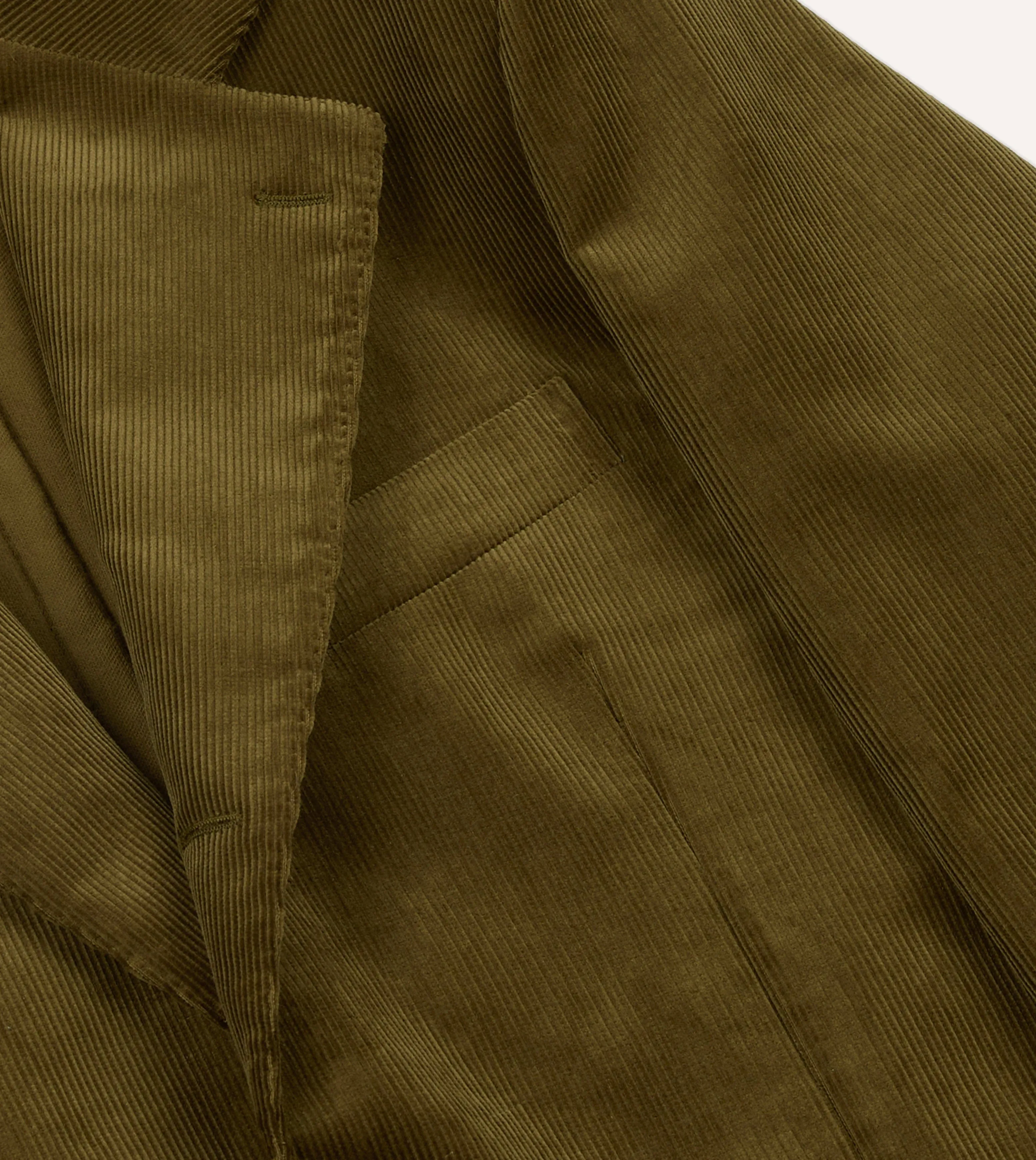 Olive Green Mid-Wale Cotton Corduroy TailoredJacket