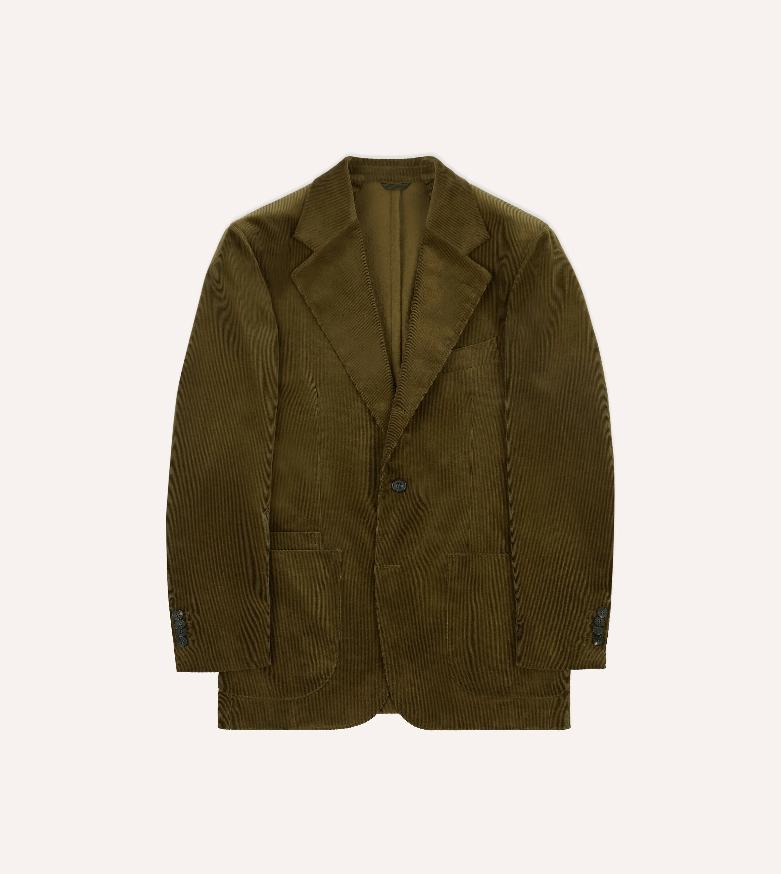 Olive Green Mid-Wale Cotton Corduroy TailoredJacket