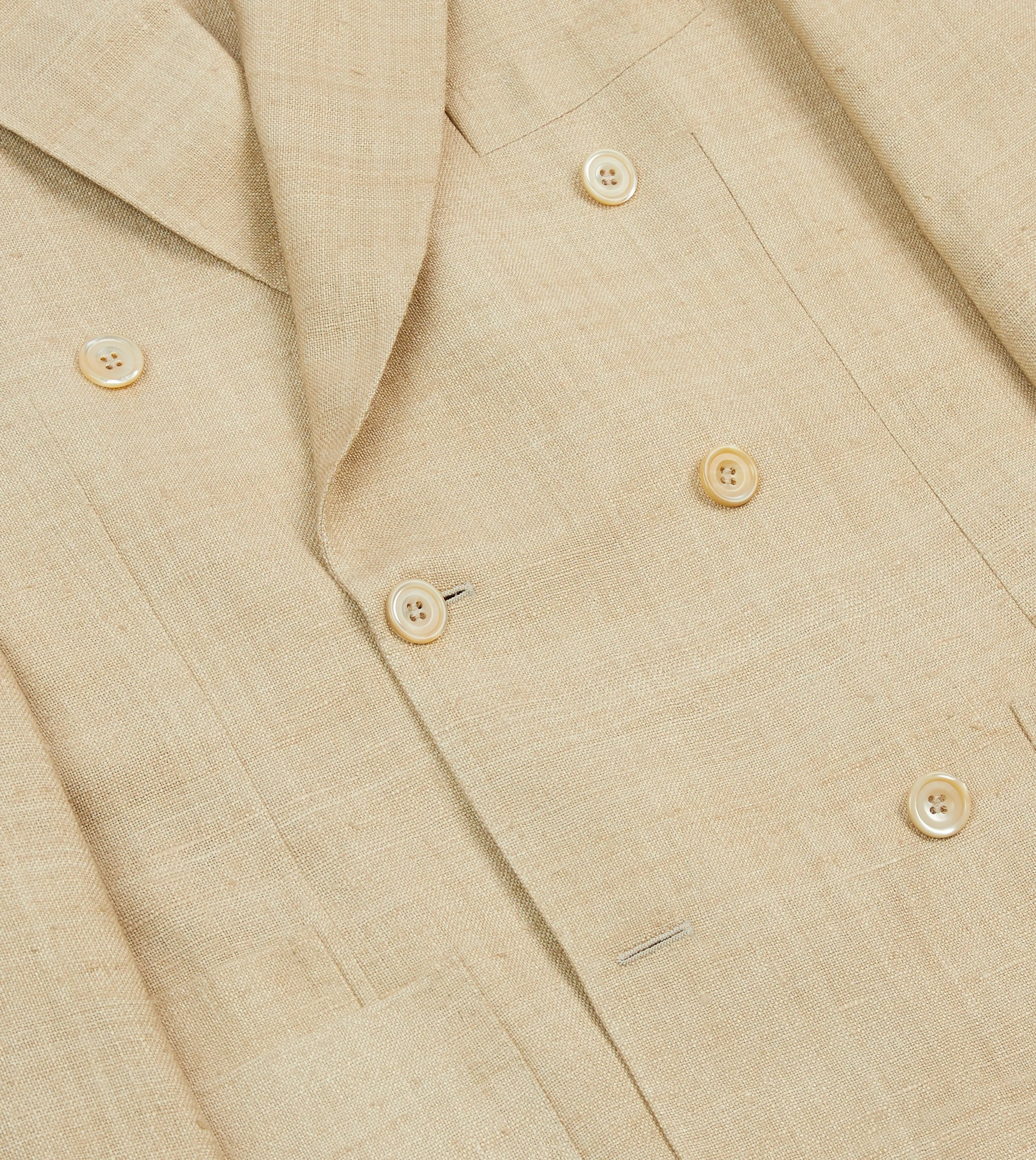 Sand Tussah Silk Double-Breasted Tailored Jacket