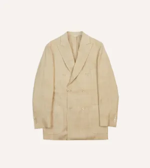 Sand Tussah Silk Double-Breasted Tailored Jacket