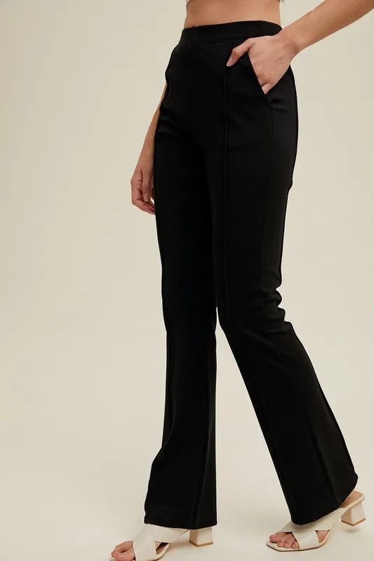 Seam Detail Knit Pants - Black