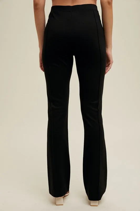 Seam Detail Knit Pants - Black