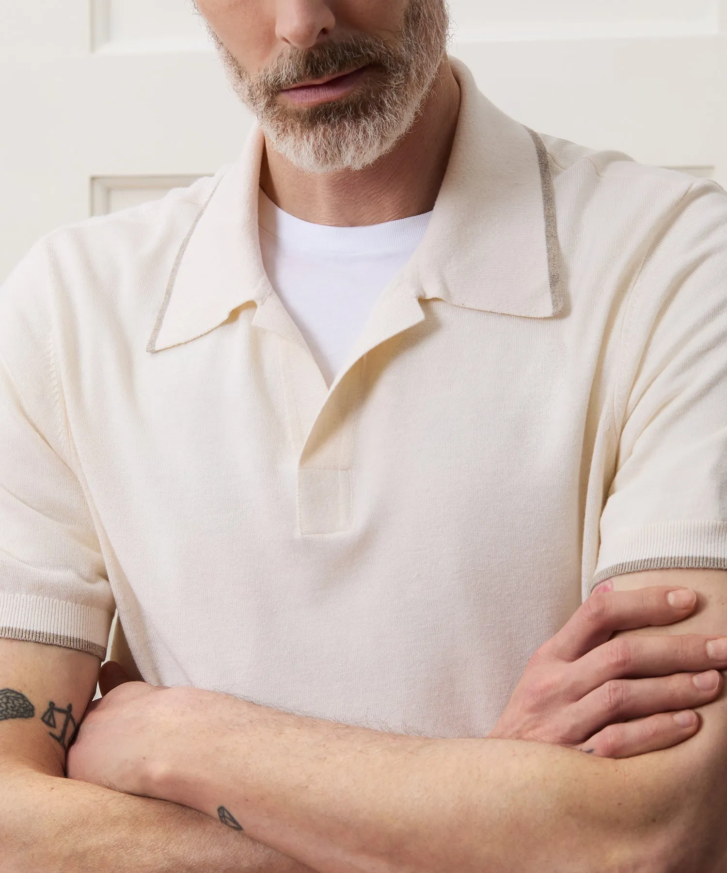 Silk-Cashmere Tipped Sweater Polo