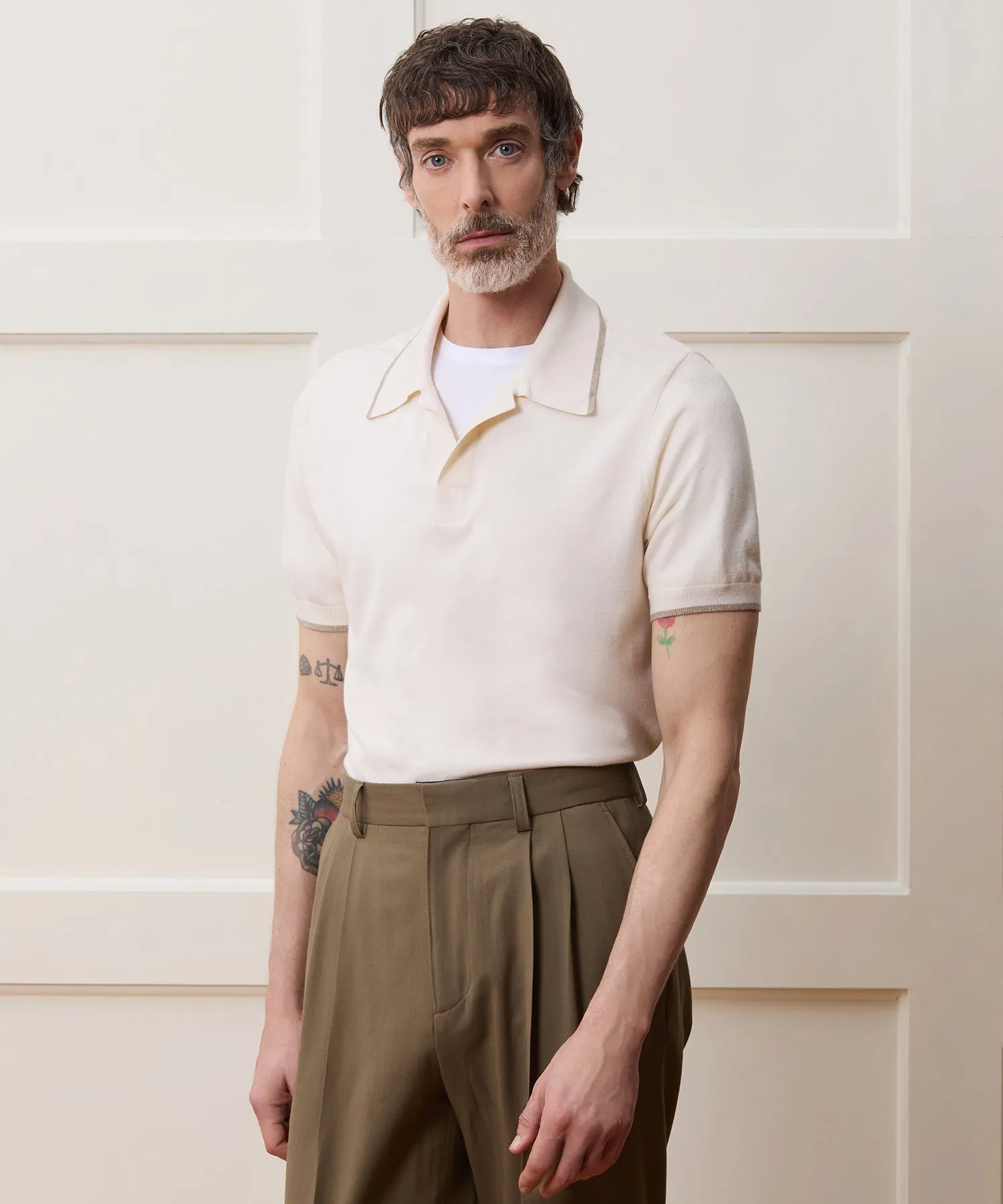 Silk-Cashmere Tipped Sweater Polo