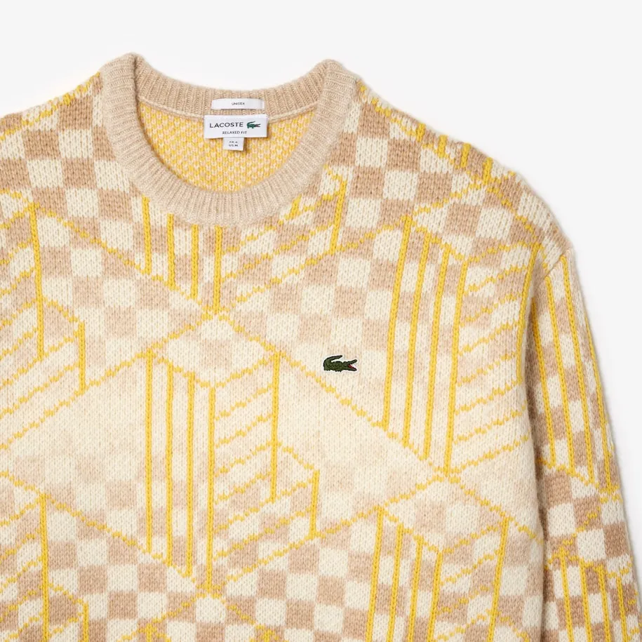 Unisex Monogram Alpaca Sweater Brown / White / Yellow